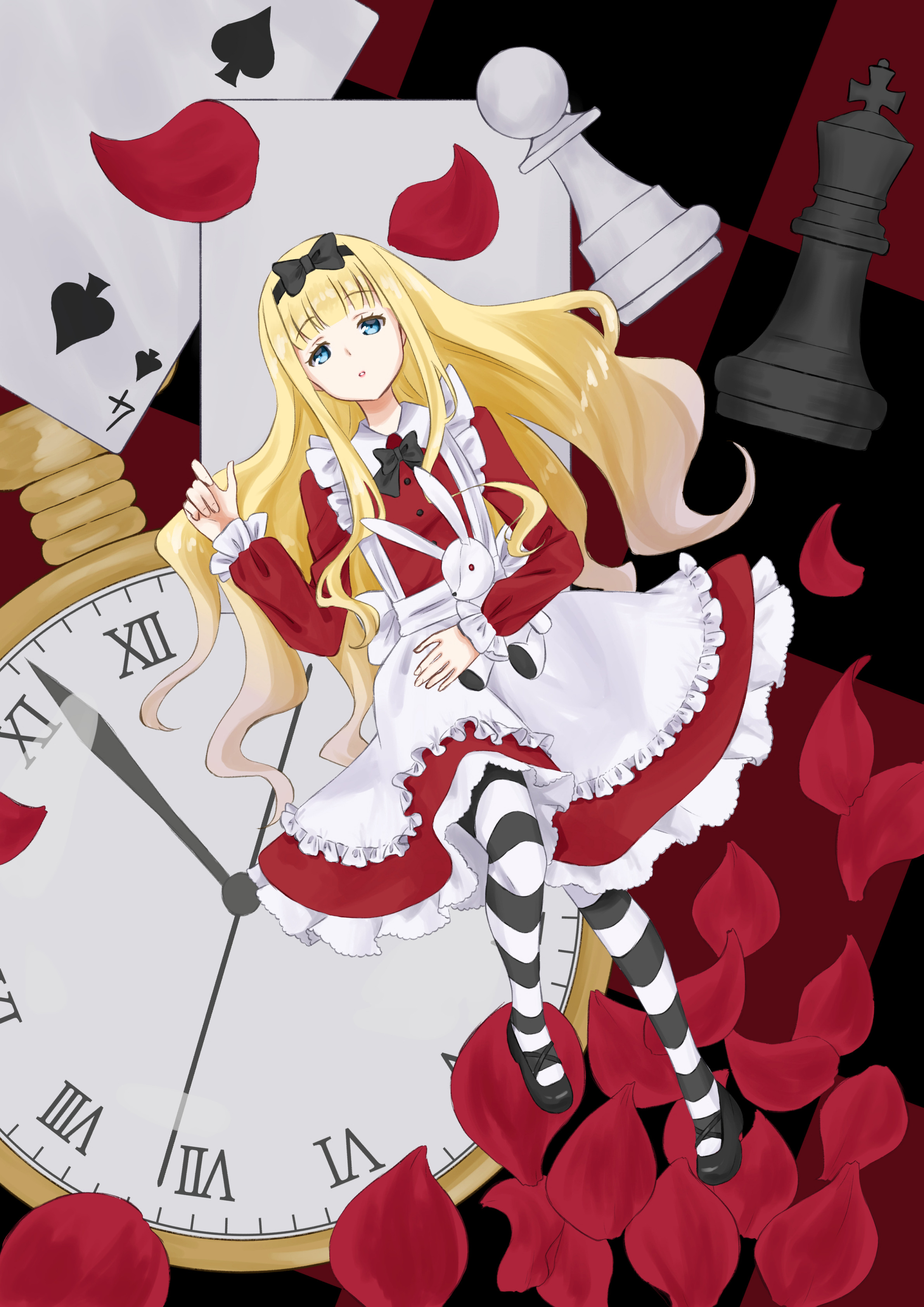 Alice-in-wonderland Chess Figures Anime Art-red