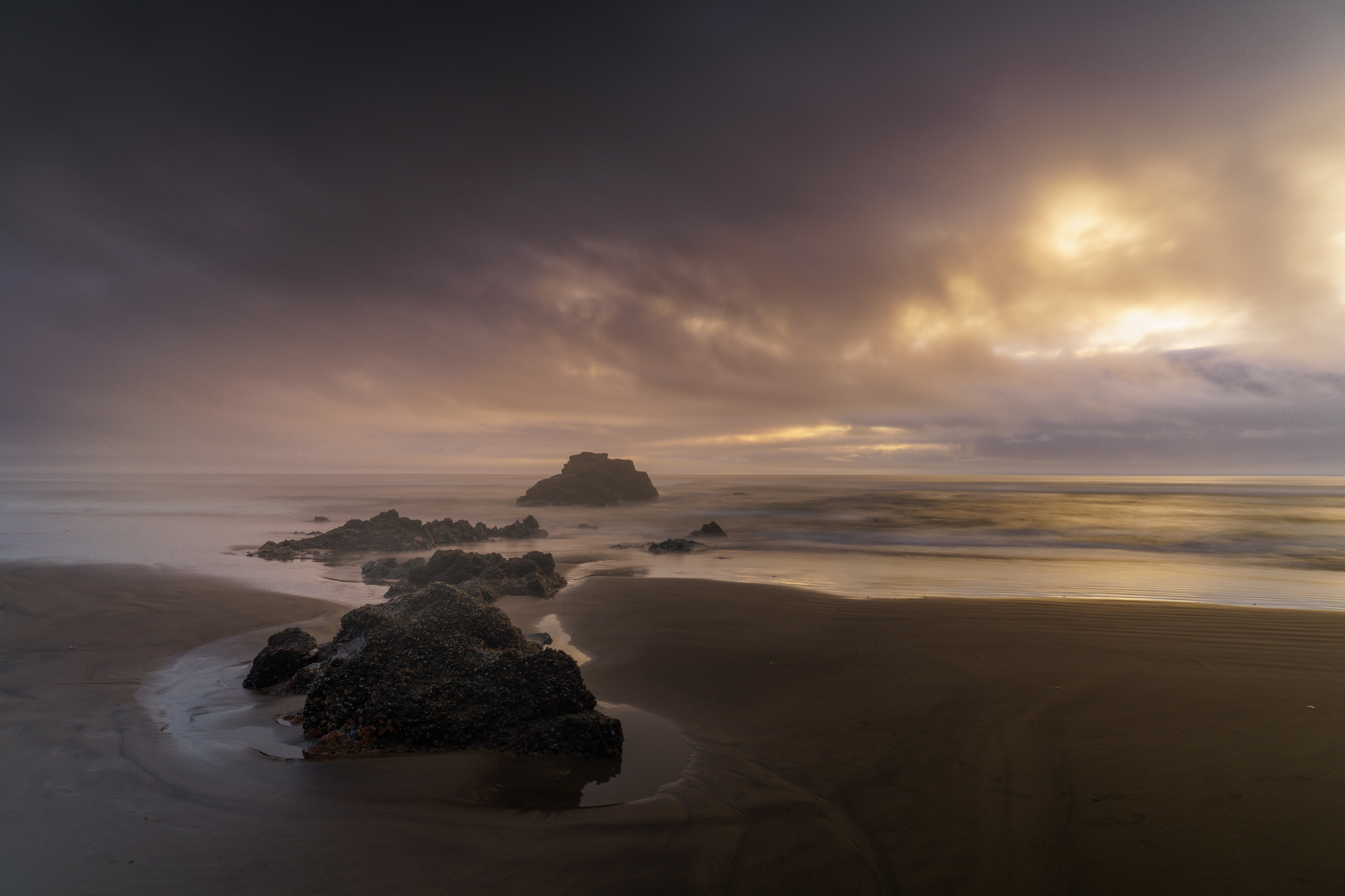 Beach Rocks Sea Landscape Twilight