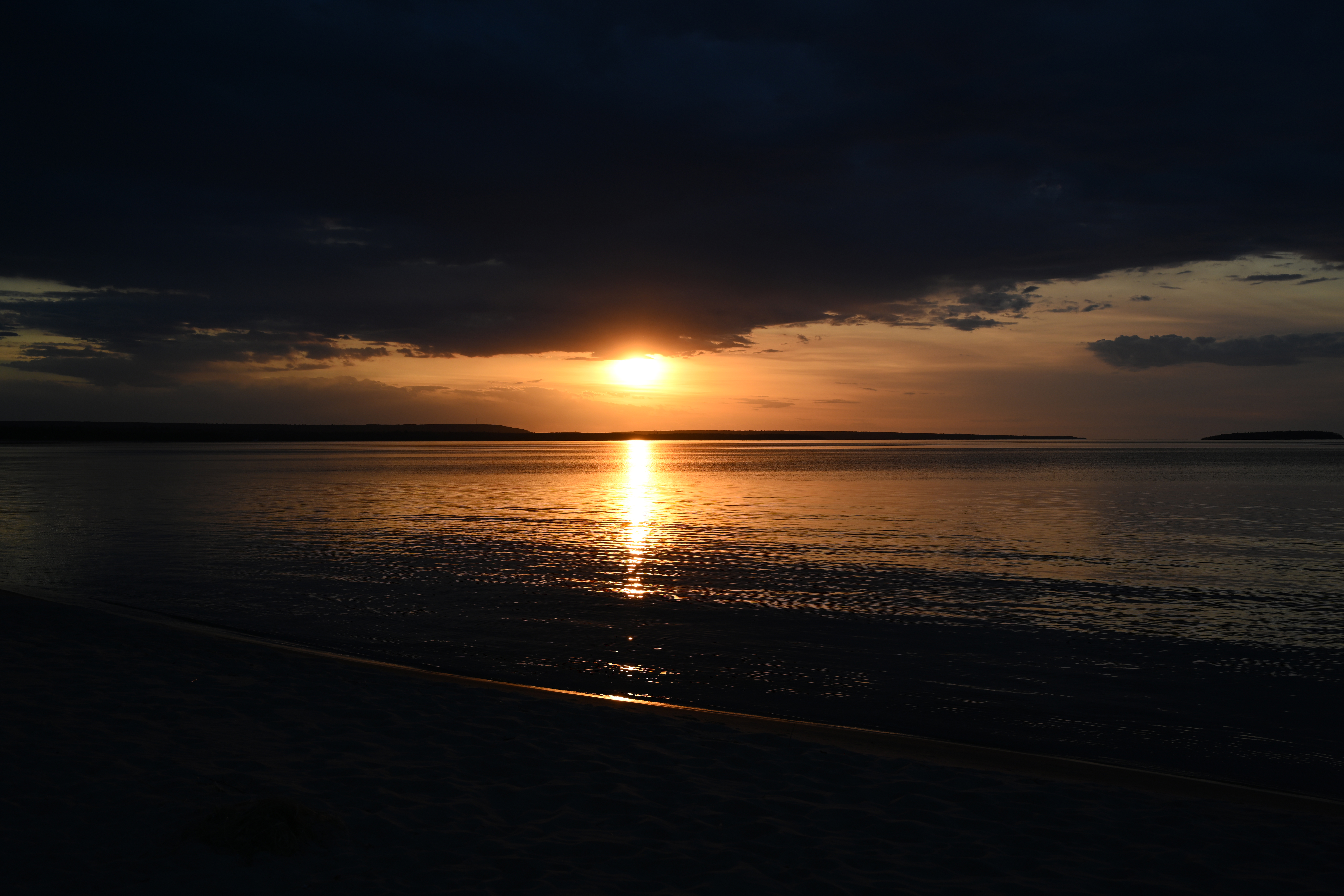 Beach Sea Horizon Sun Sunset Dark