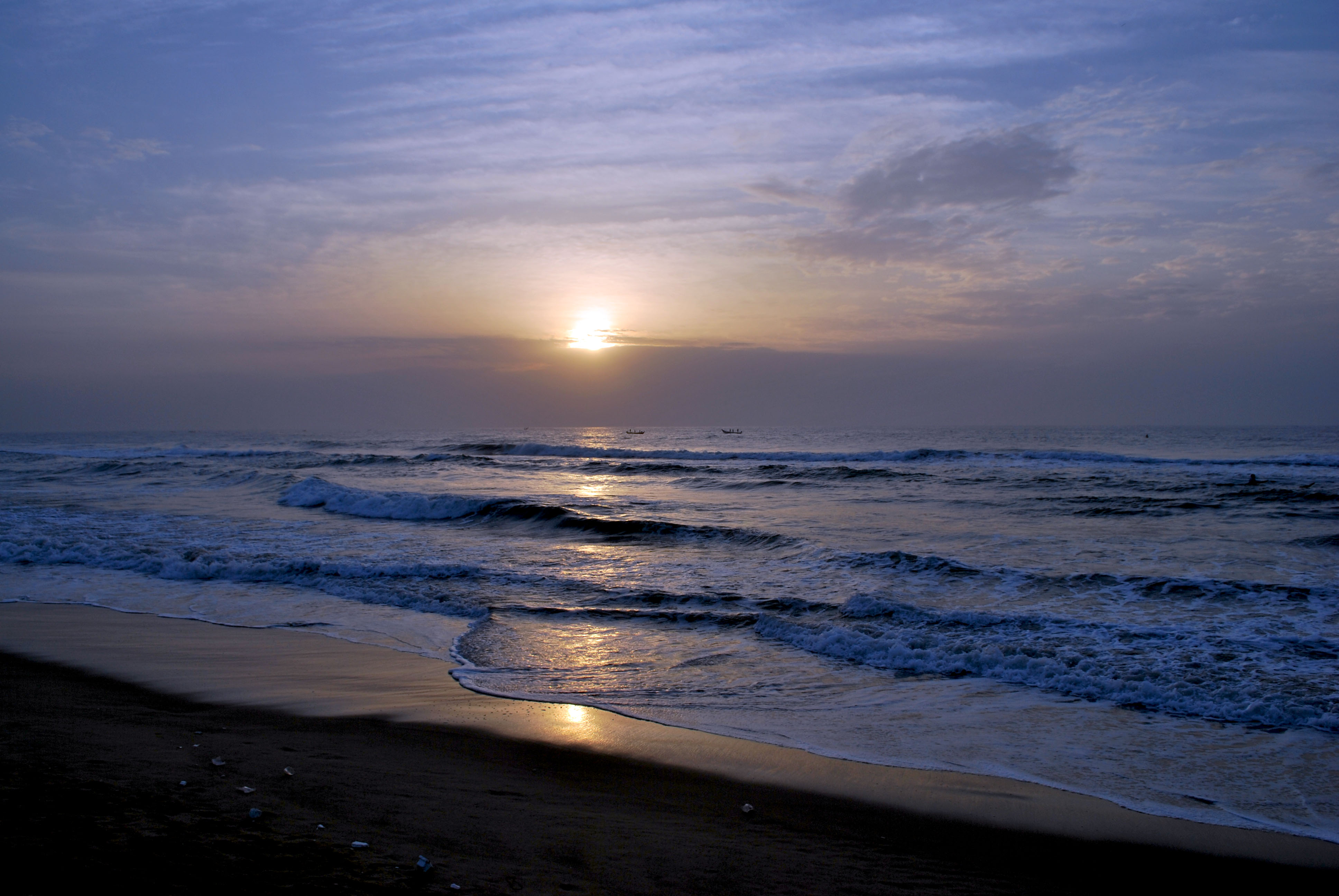 Beach Sea Sun Clouds Twilight Summer