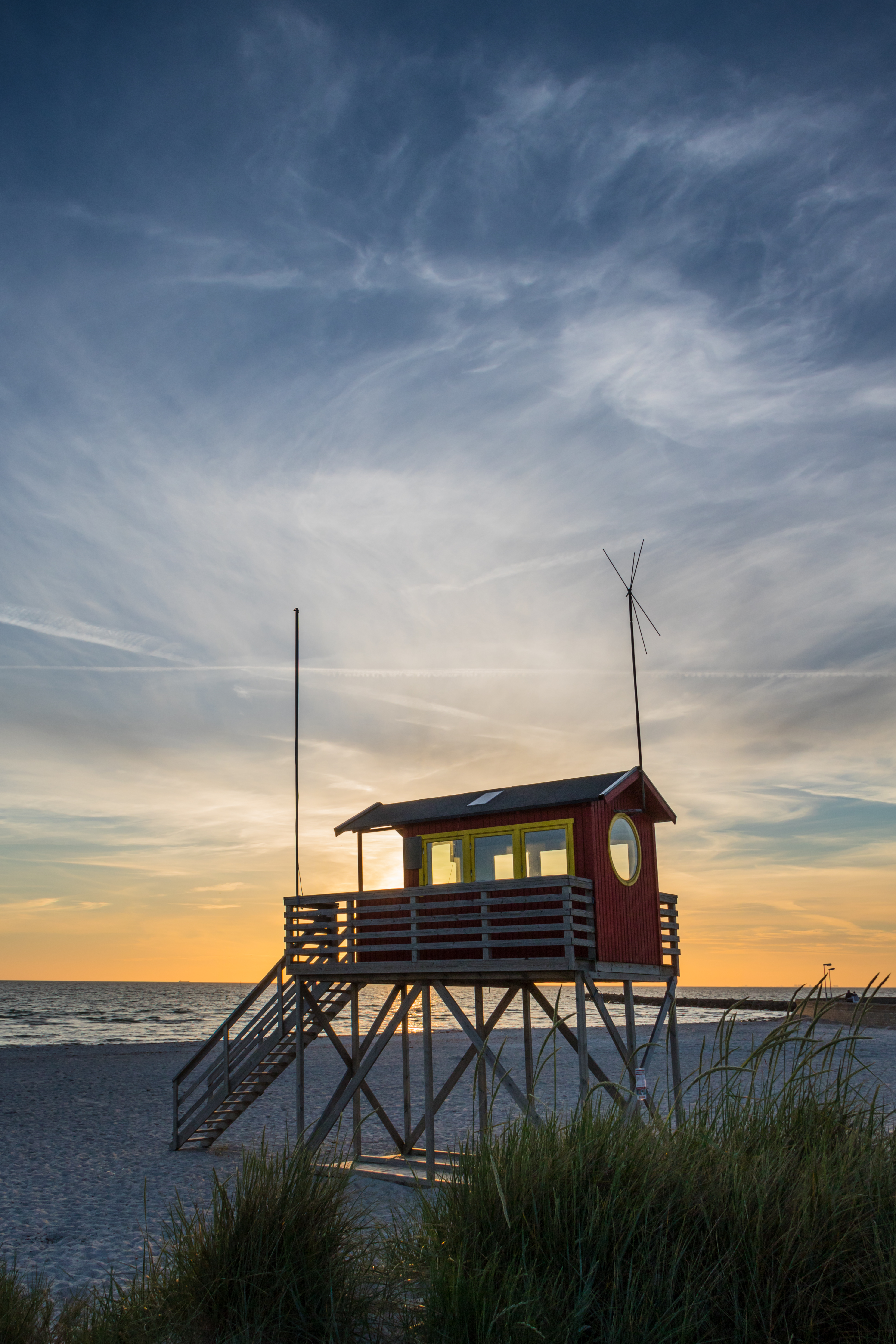 Beach Sea Tower Lifeguards Twilight