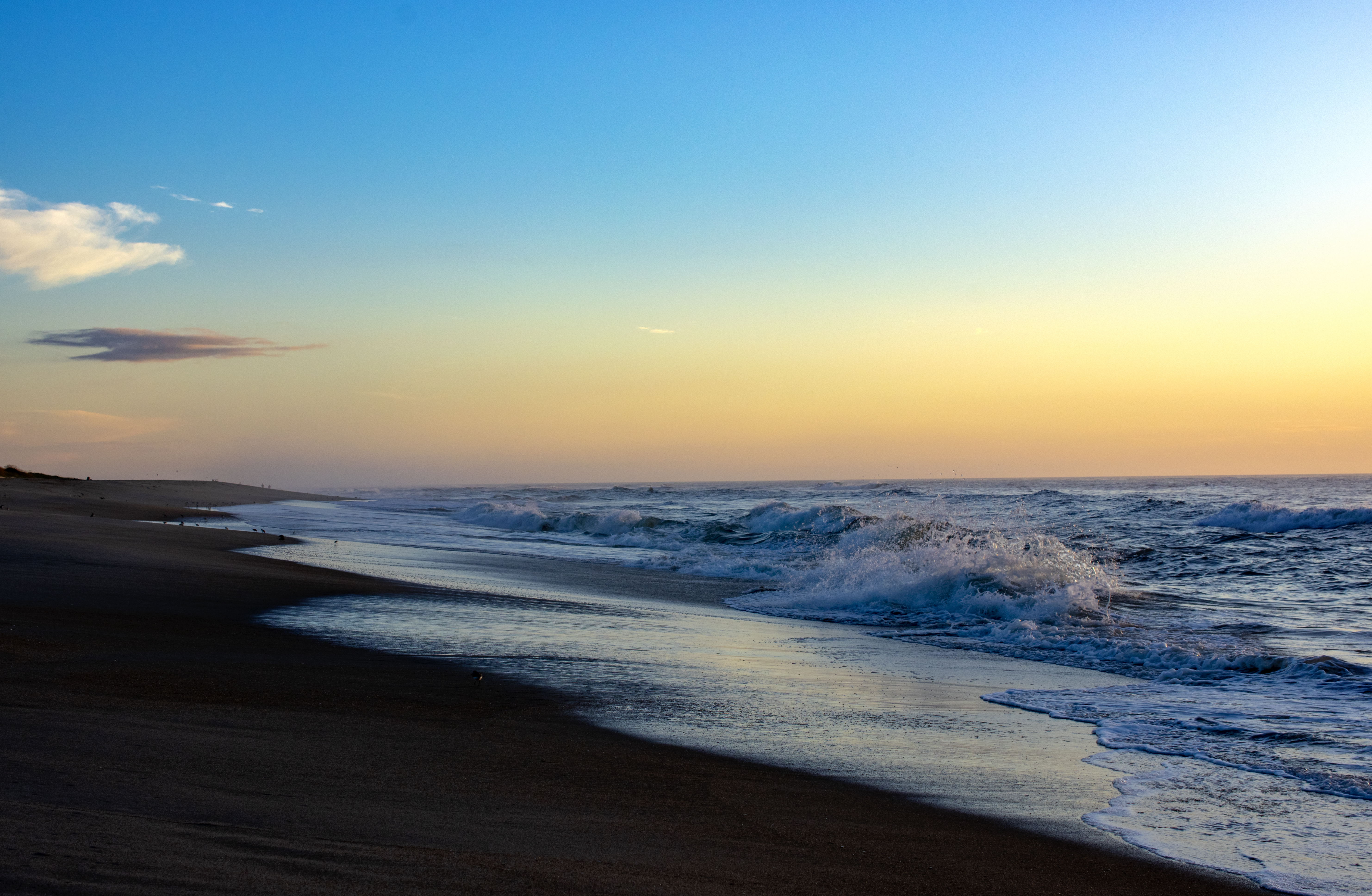 Beach Sea Waves Spray Twilight Landscape