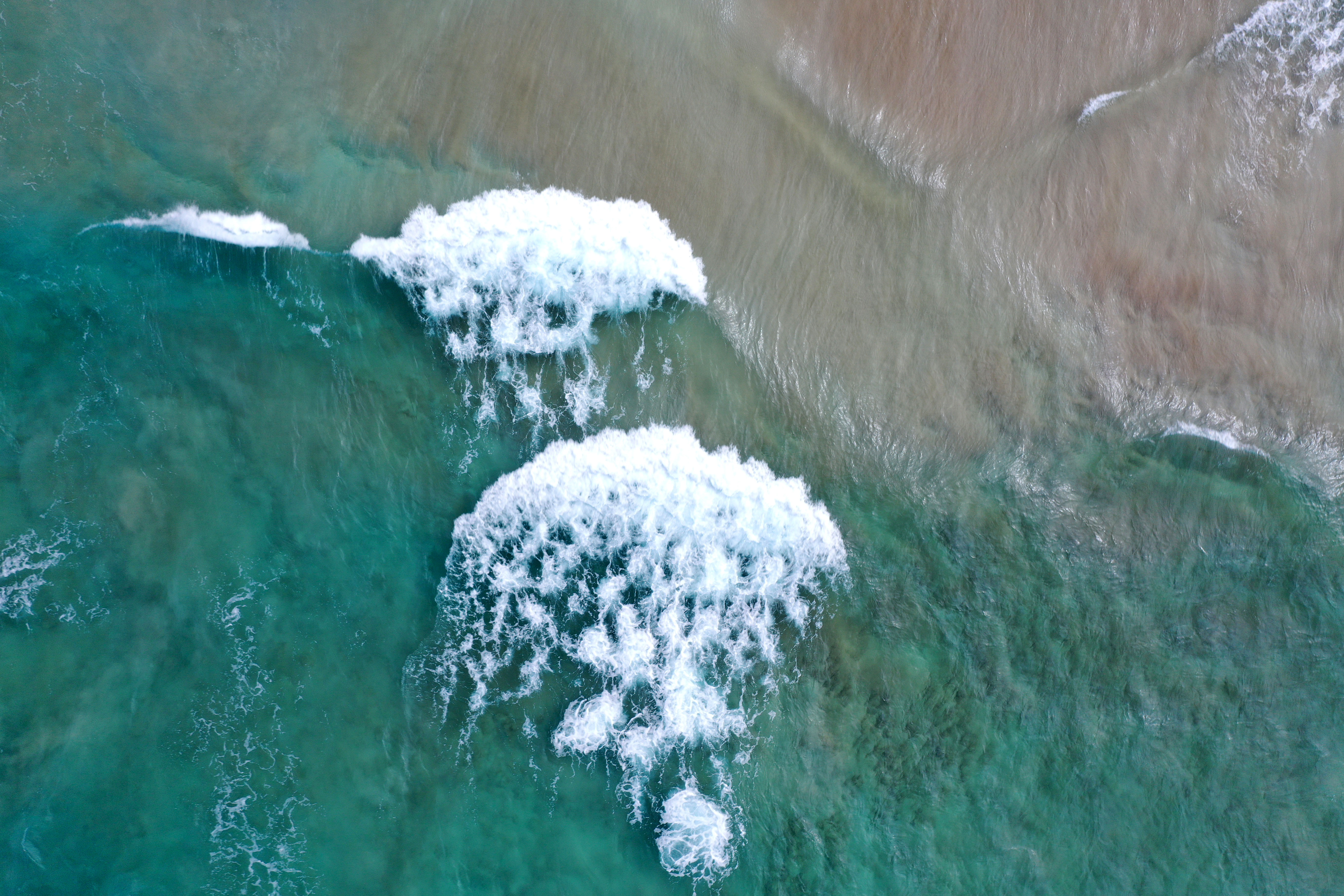 Beach Water Sea Waves Aerial-view