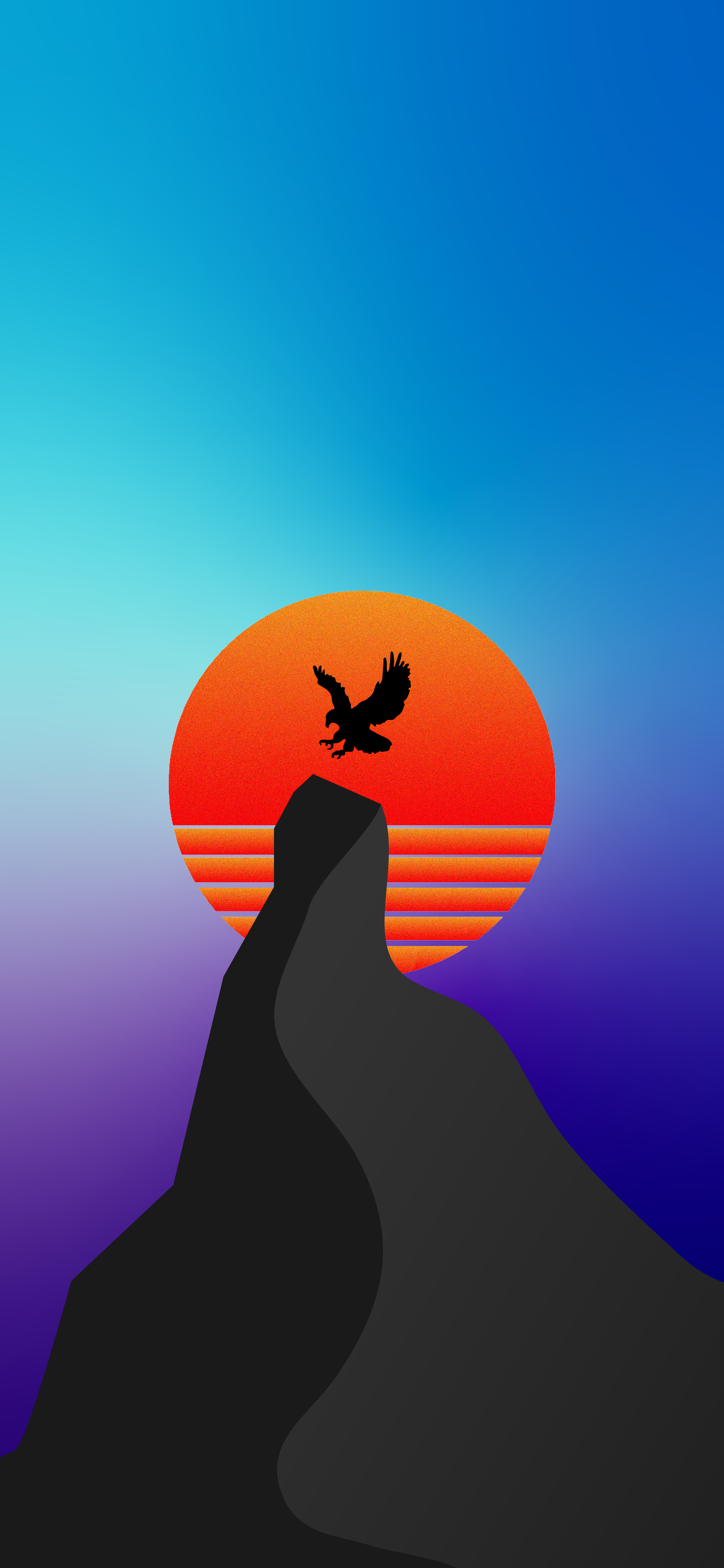 Bird Silhouette Mountain Vector Art