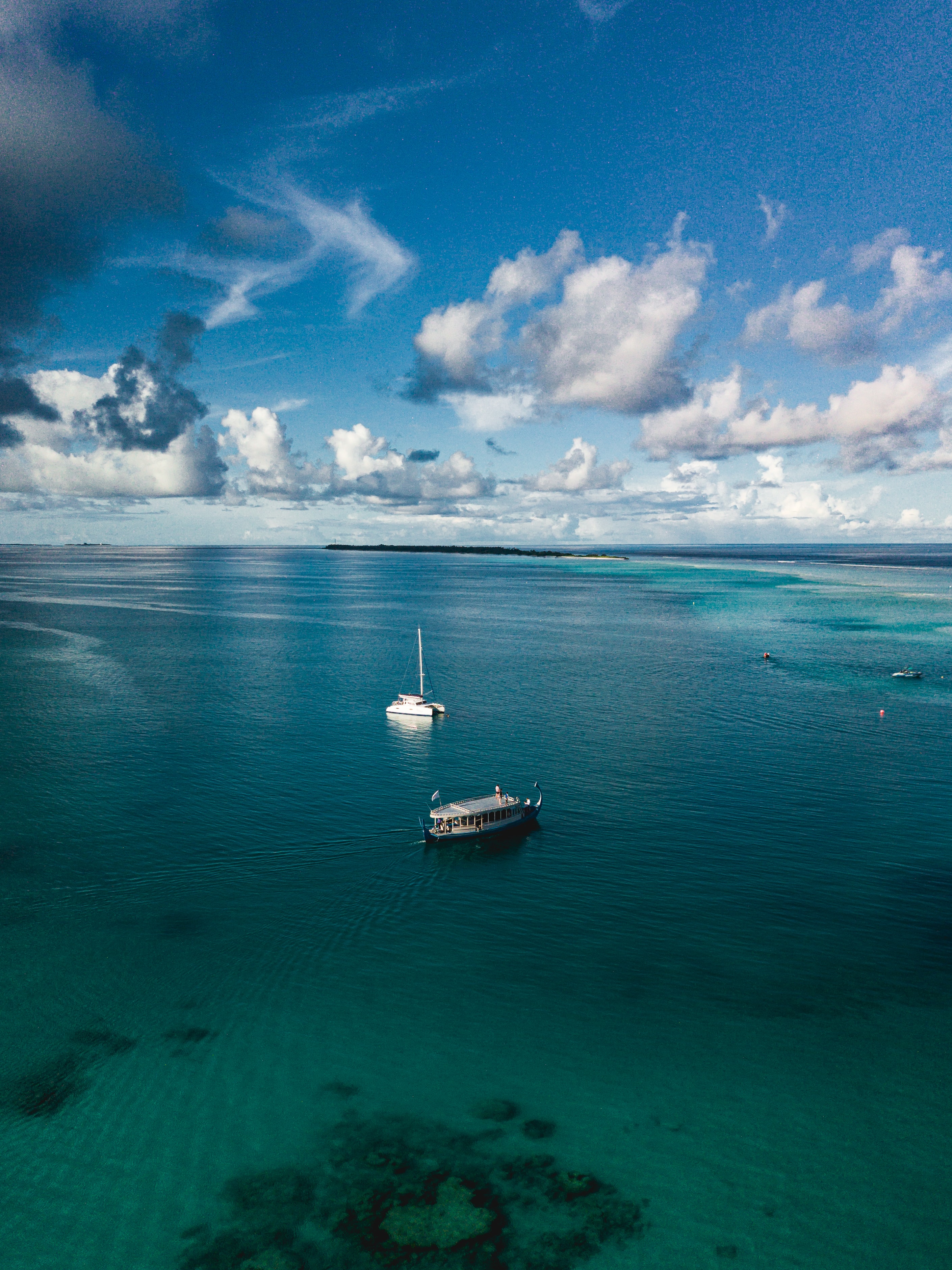 Boats Sea Water Clouds Sky Aerial-view