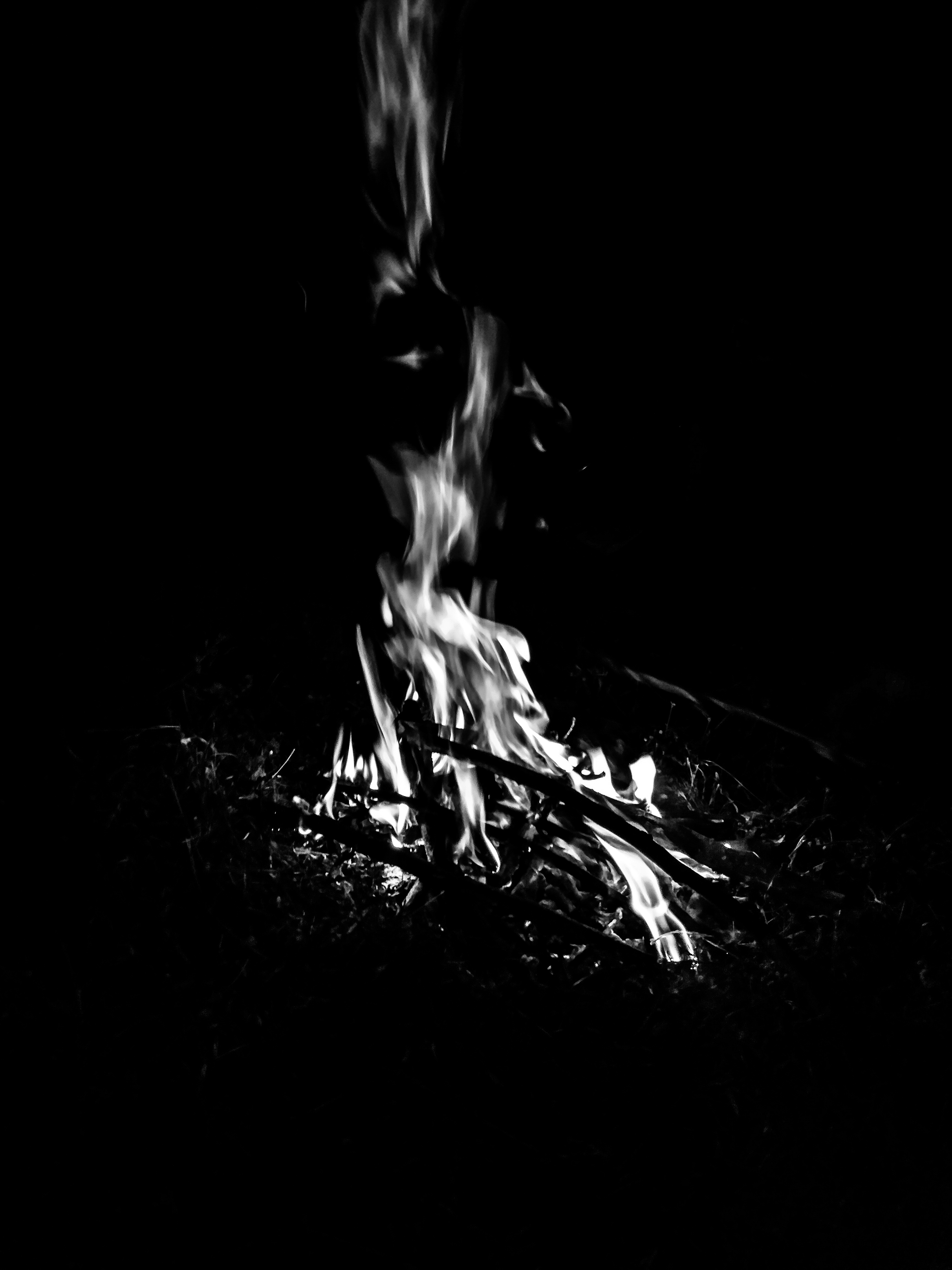 Bonfire Fire Flame Black-and-white Black