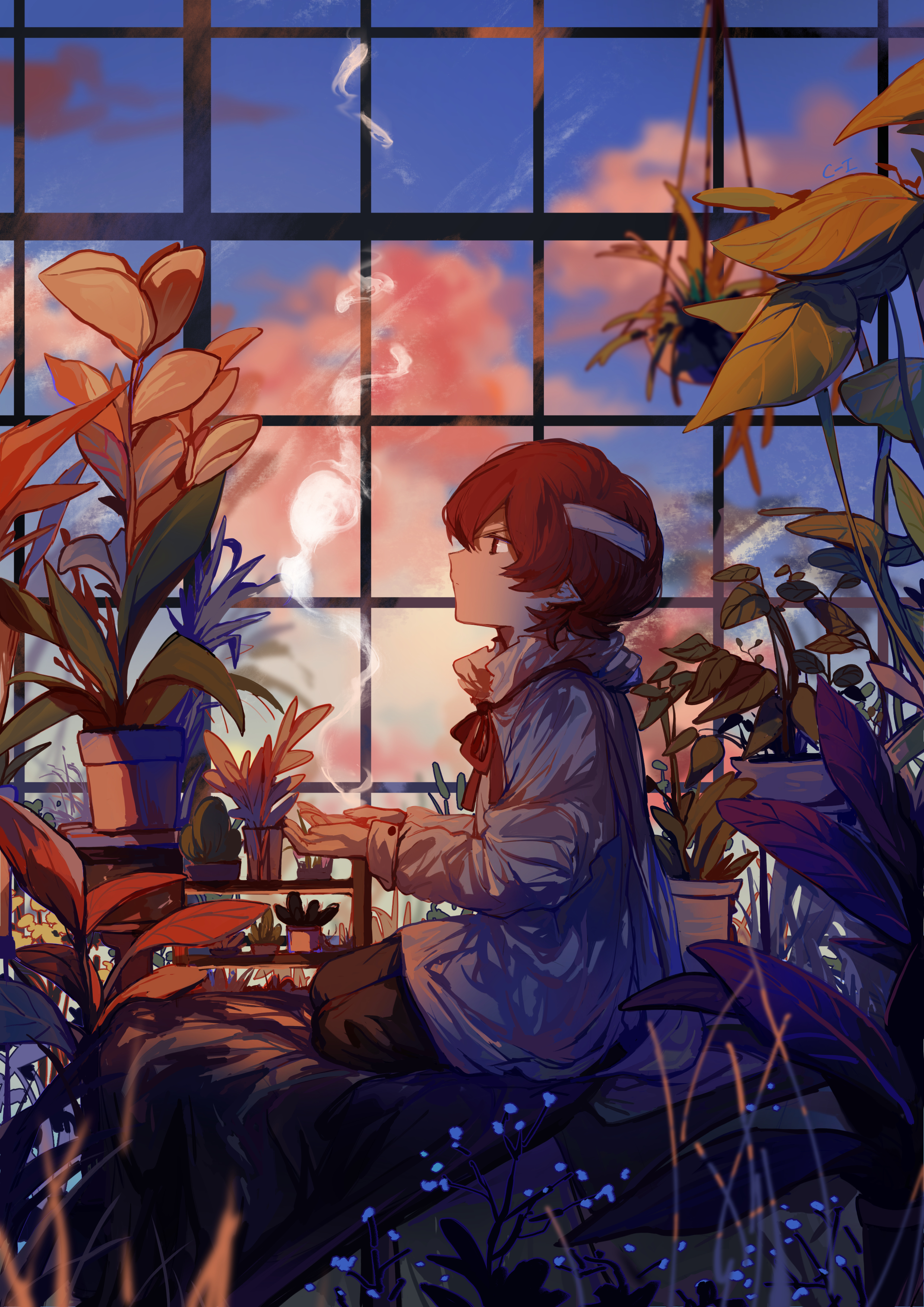 Boy Flowers Magic Anime Art
