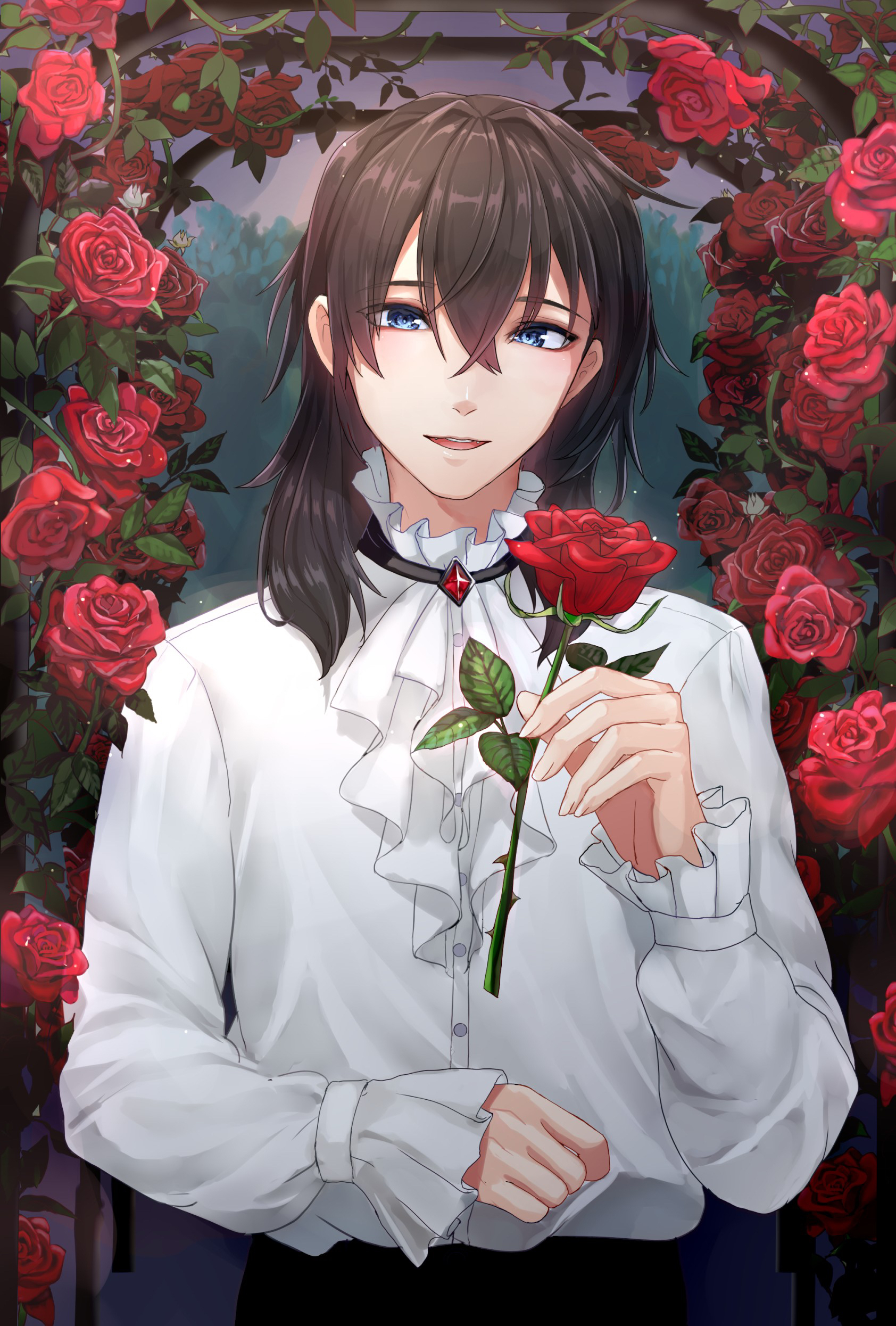 Boy Roses Flowers Anime