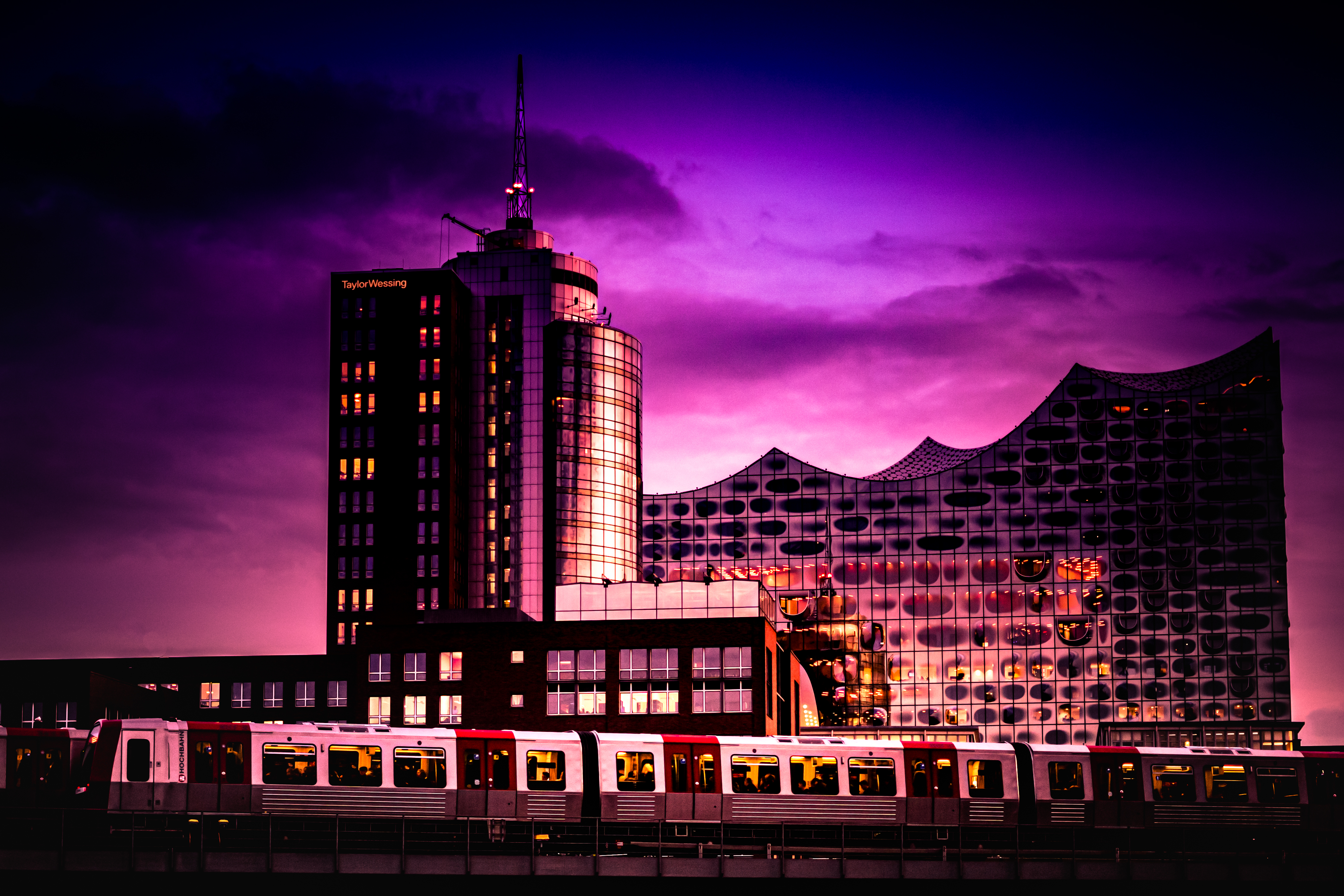 Building Architecture Twilight Purple Dark