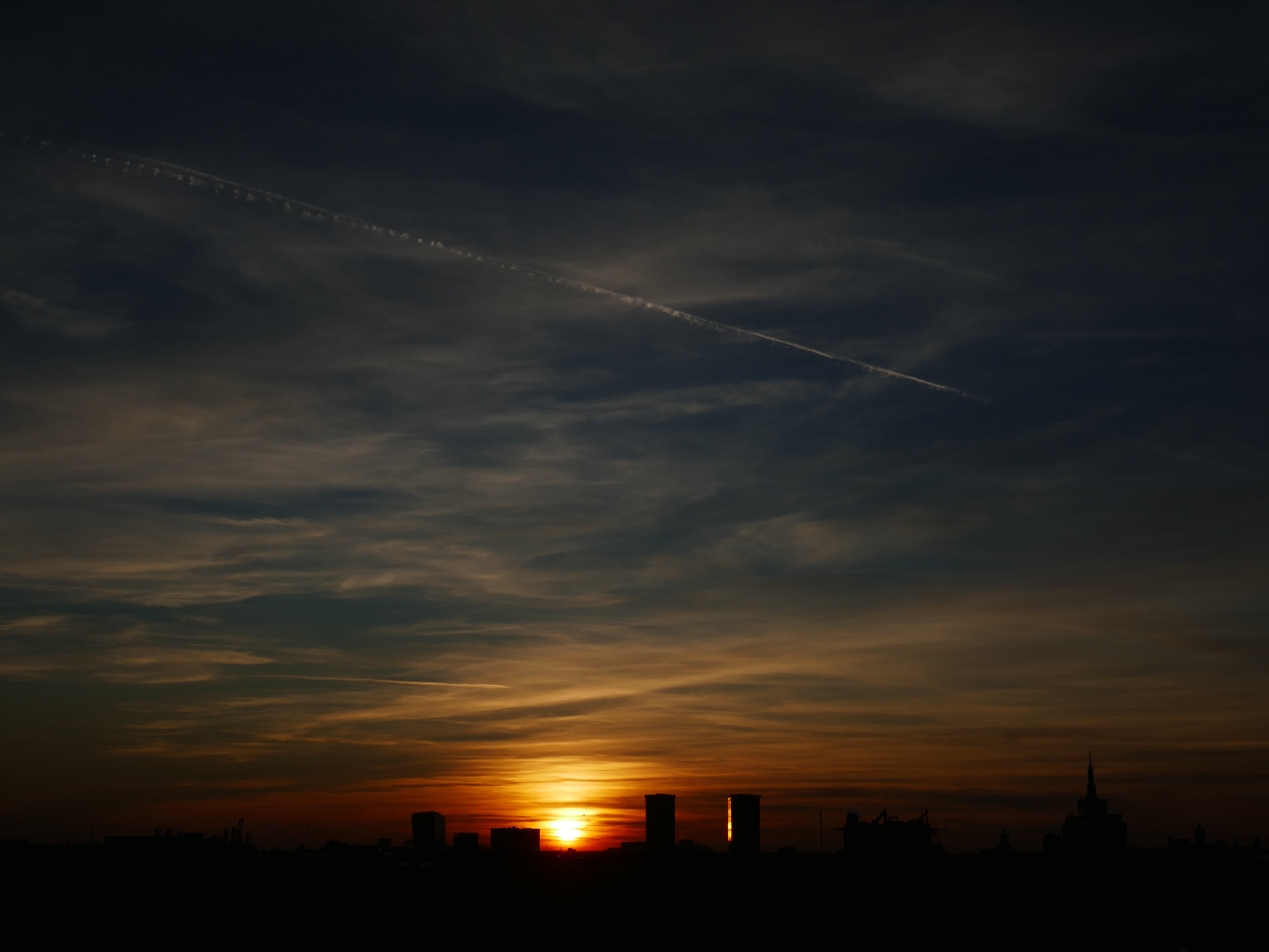 Buildings Silhouettes Sunset Dark