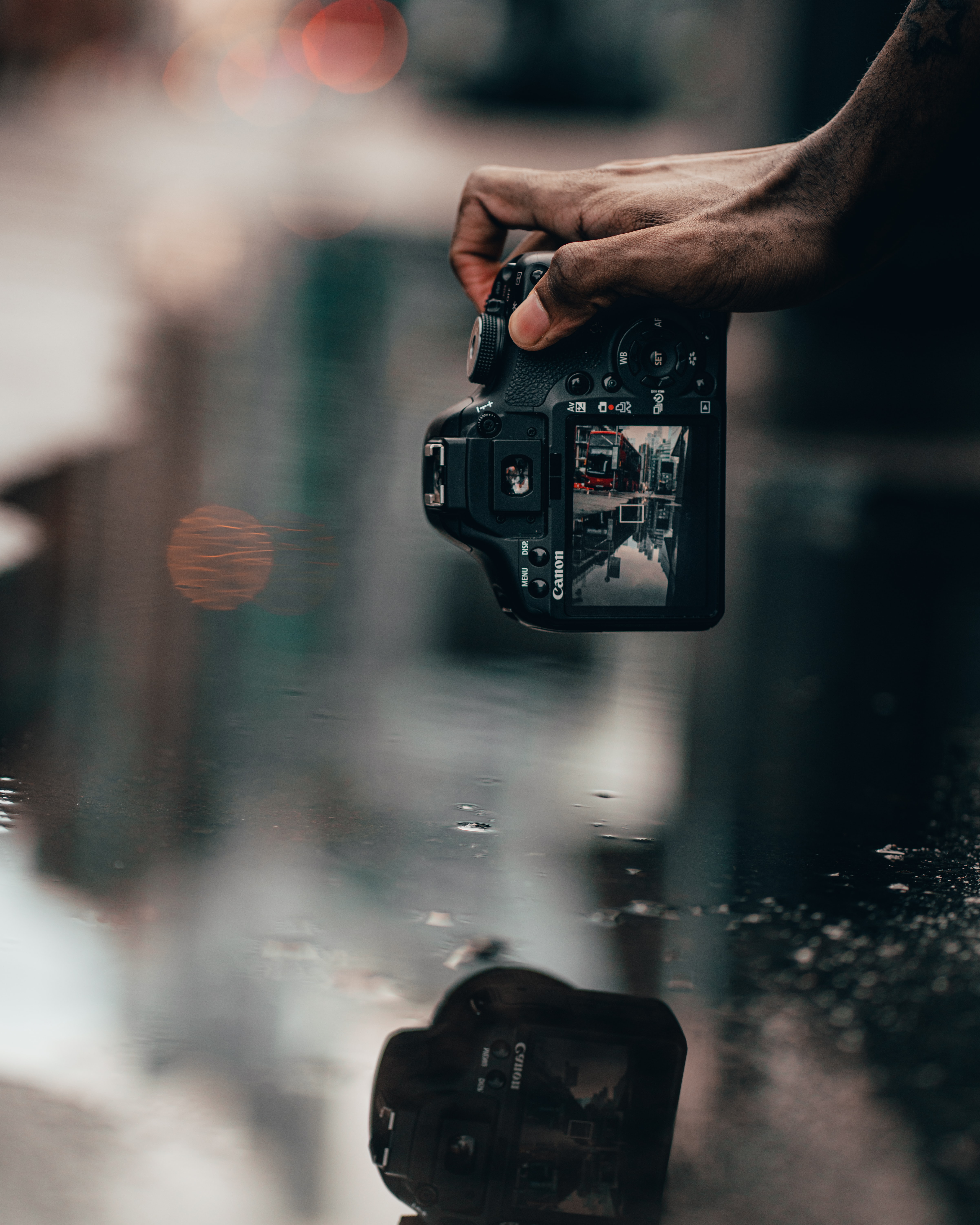 Camera Snapshot Puddle Hand Reflection