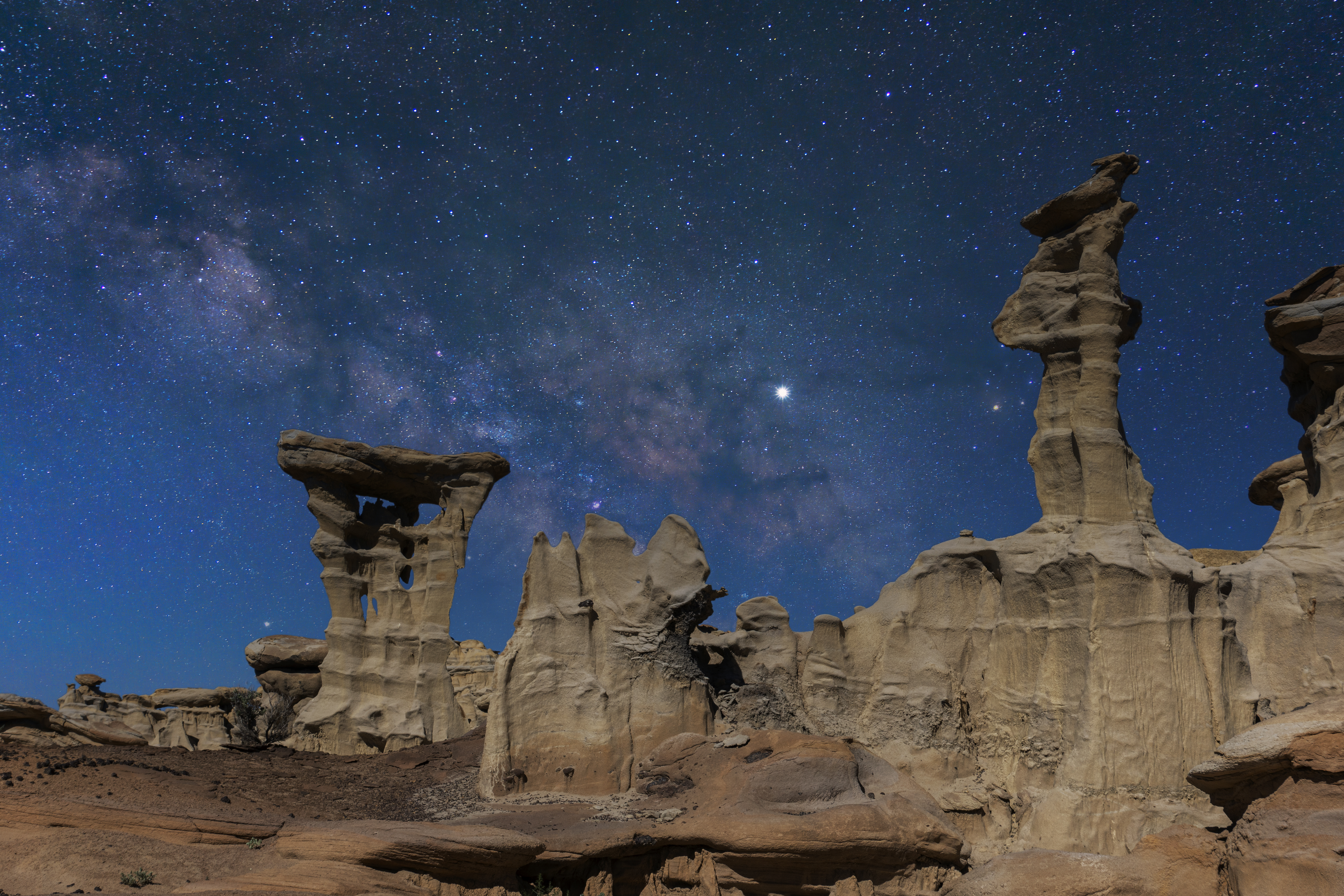 Canyon Rocks Stars Sky Night