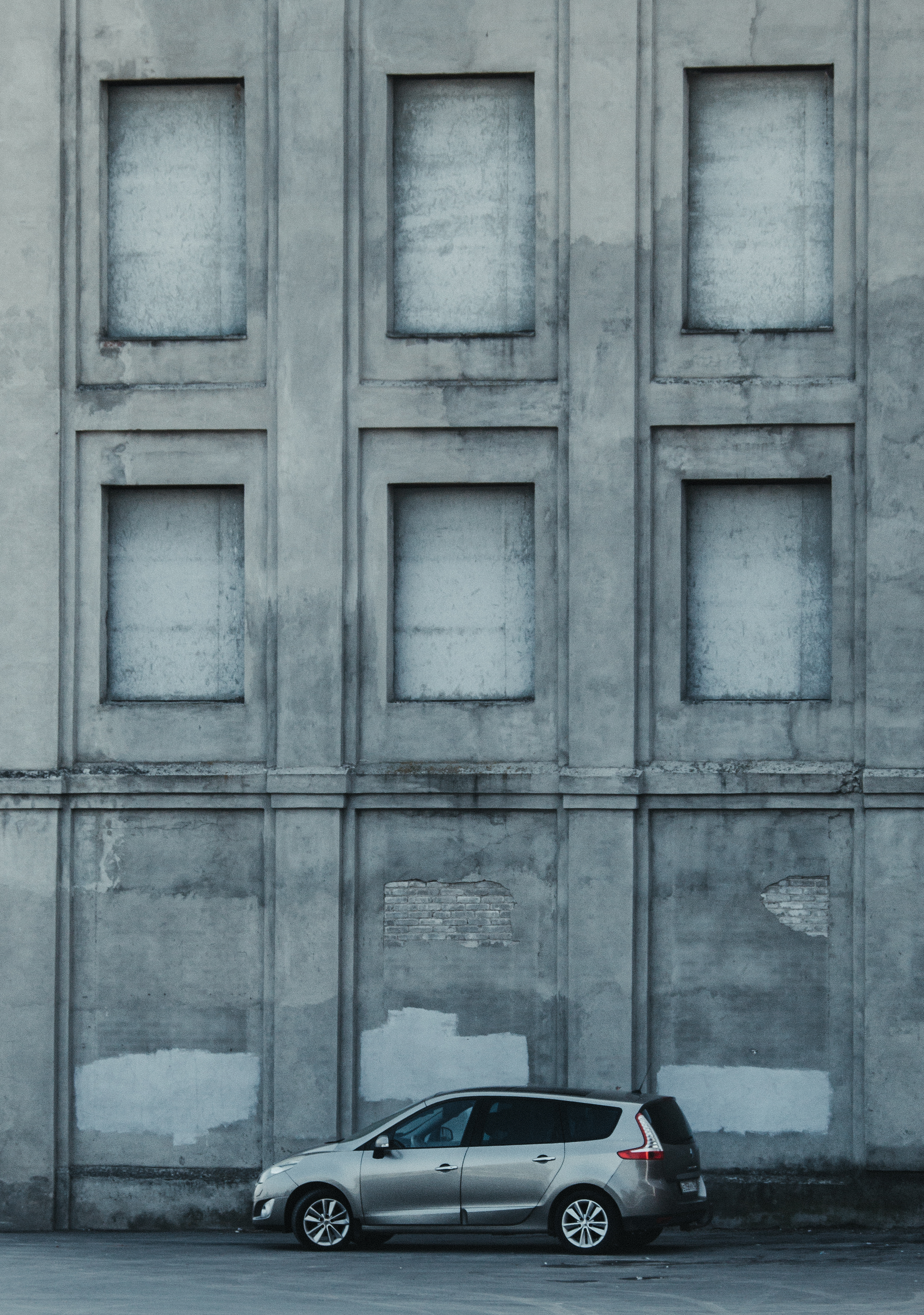 Car Gray Parking Wall Architecture