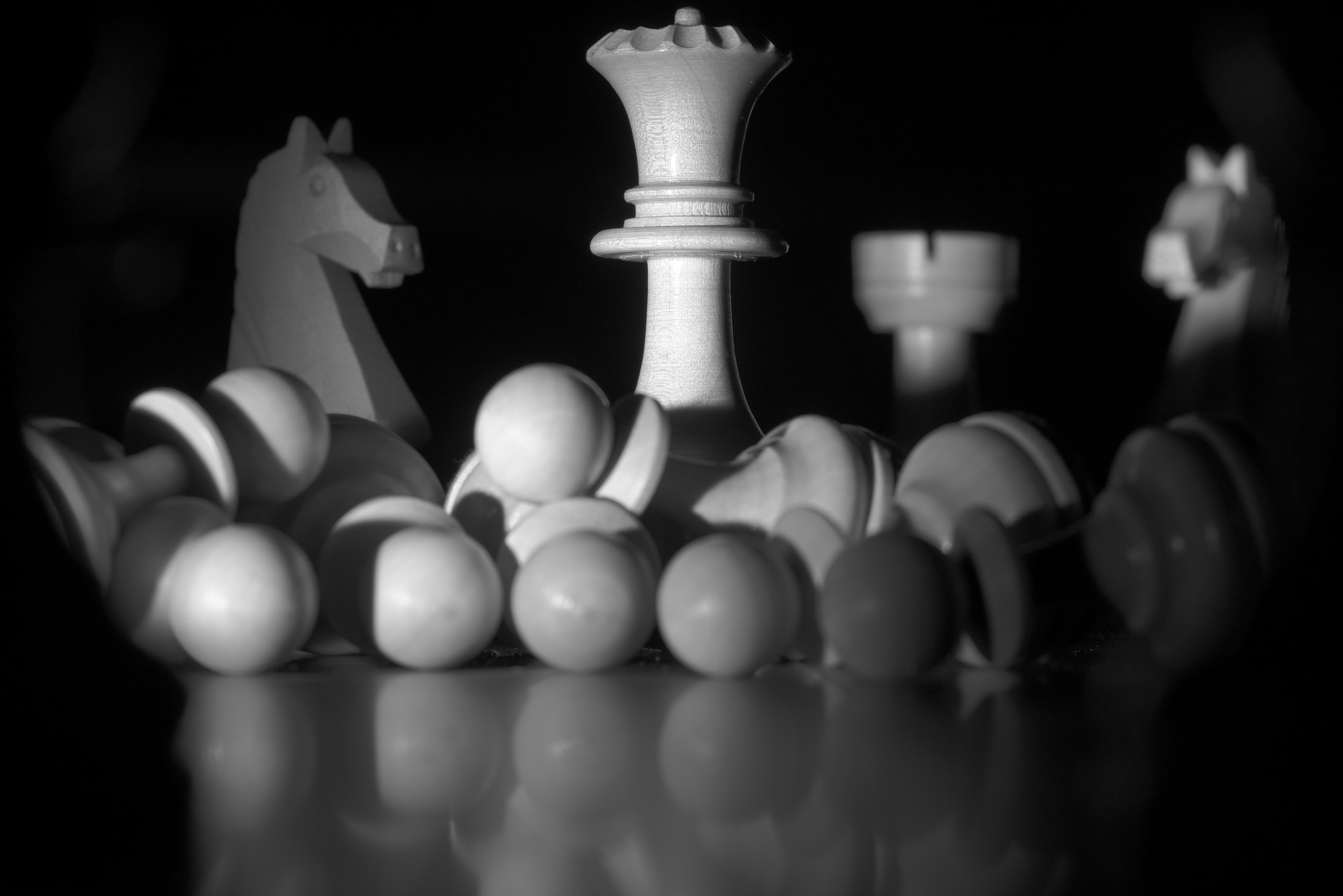 Chess Figures Game Black-and-white Dark