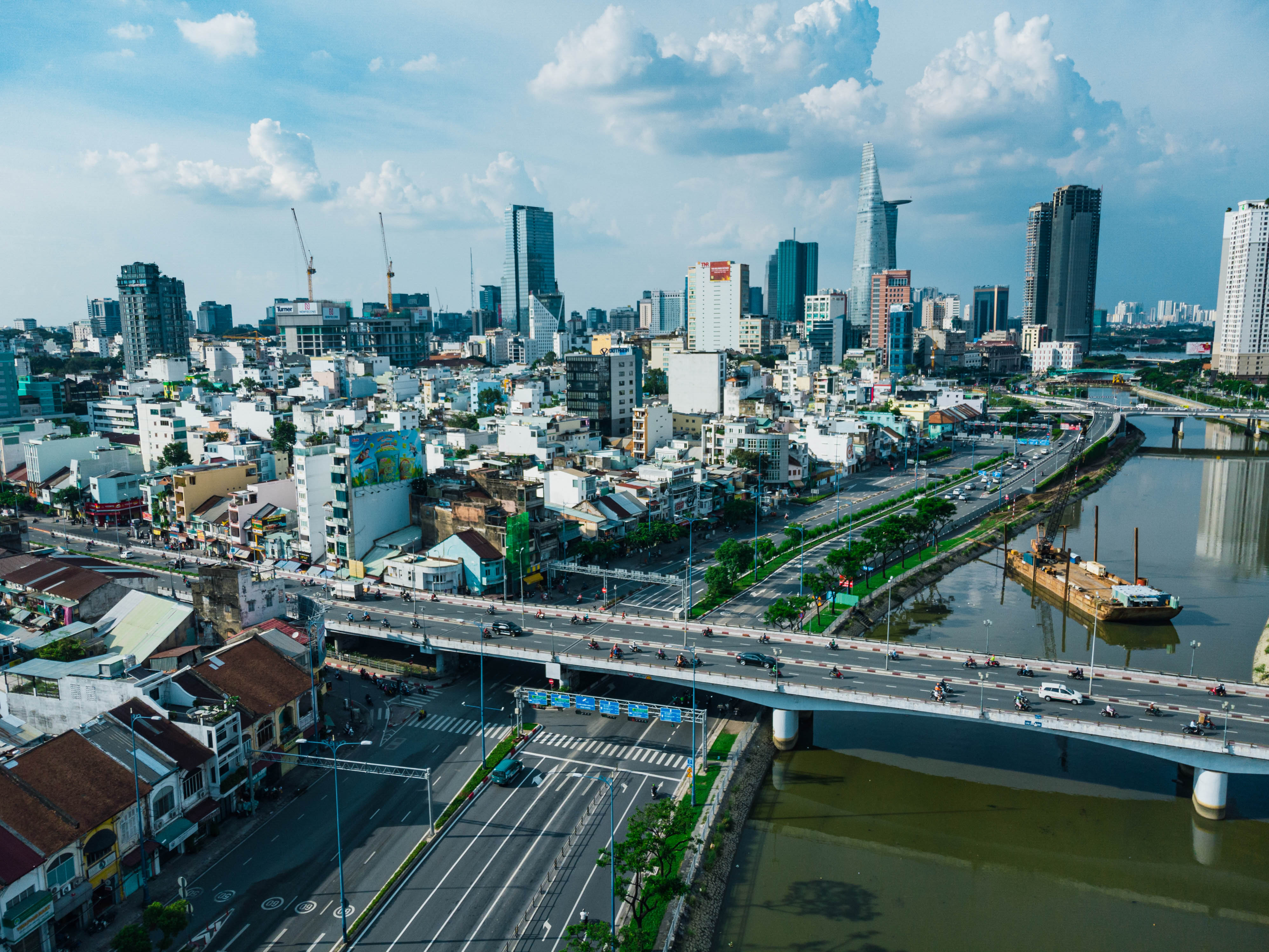 City Aerial-view Bridge Buildings Cityscape