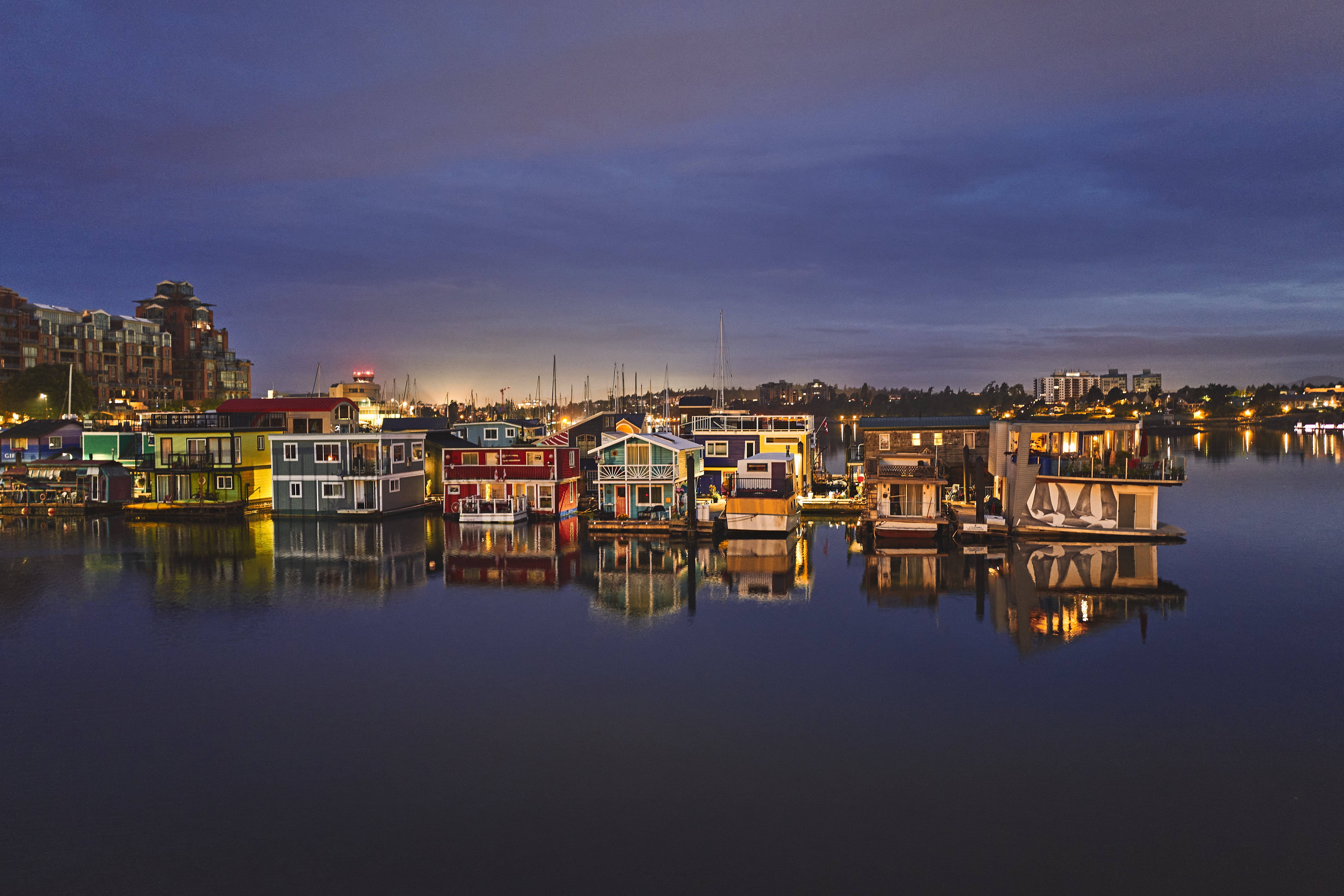 City Buildings Architecture Backlighting Water Reflection