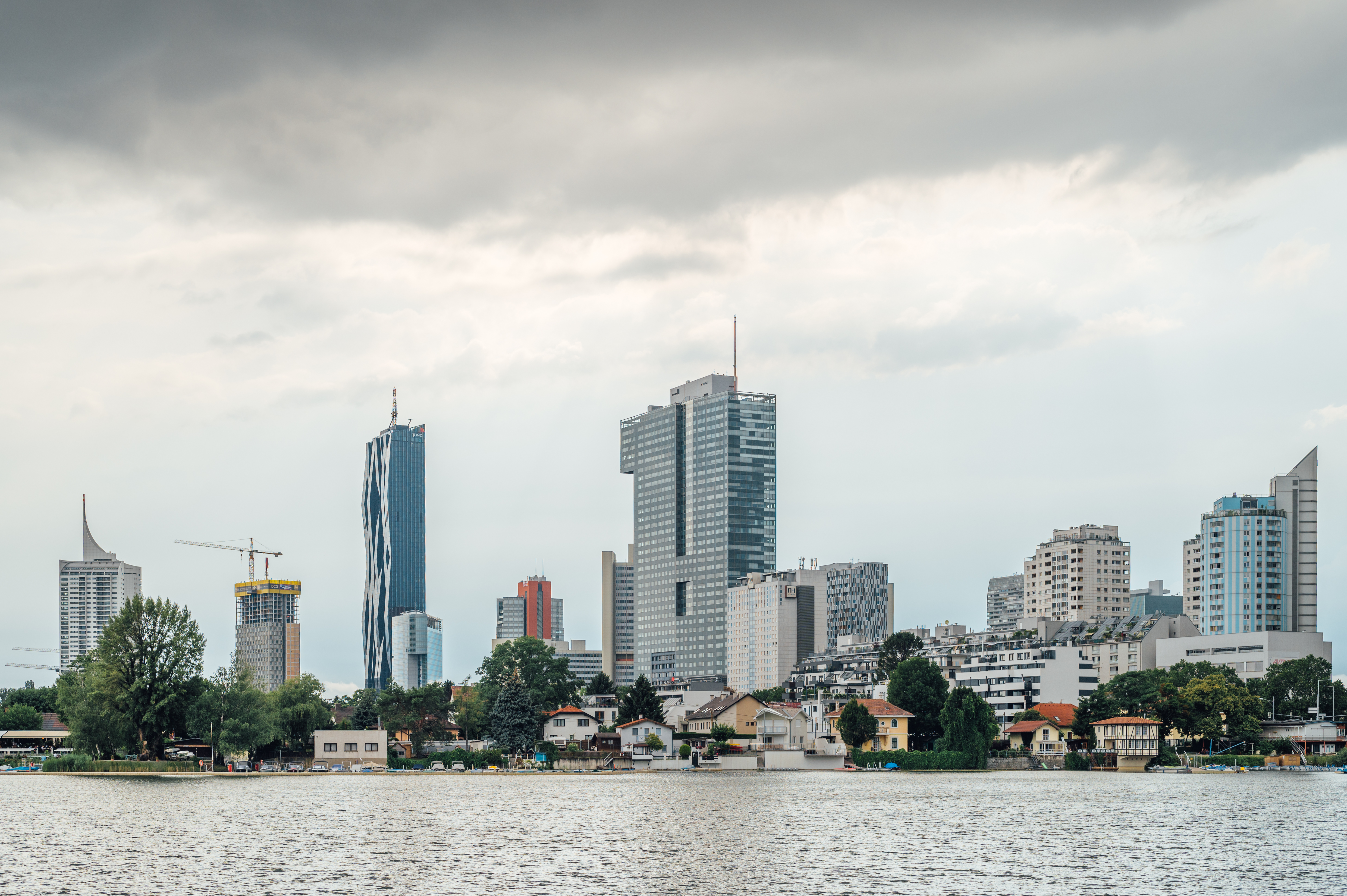 City Buildings Architecture Clouds Water