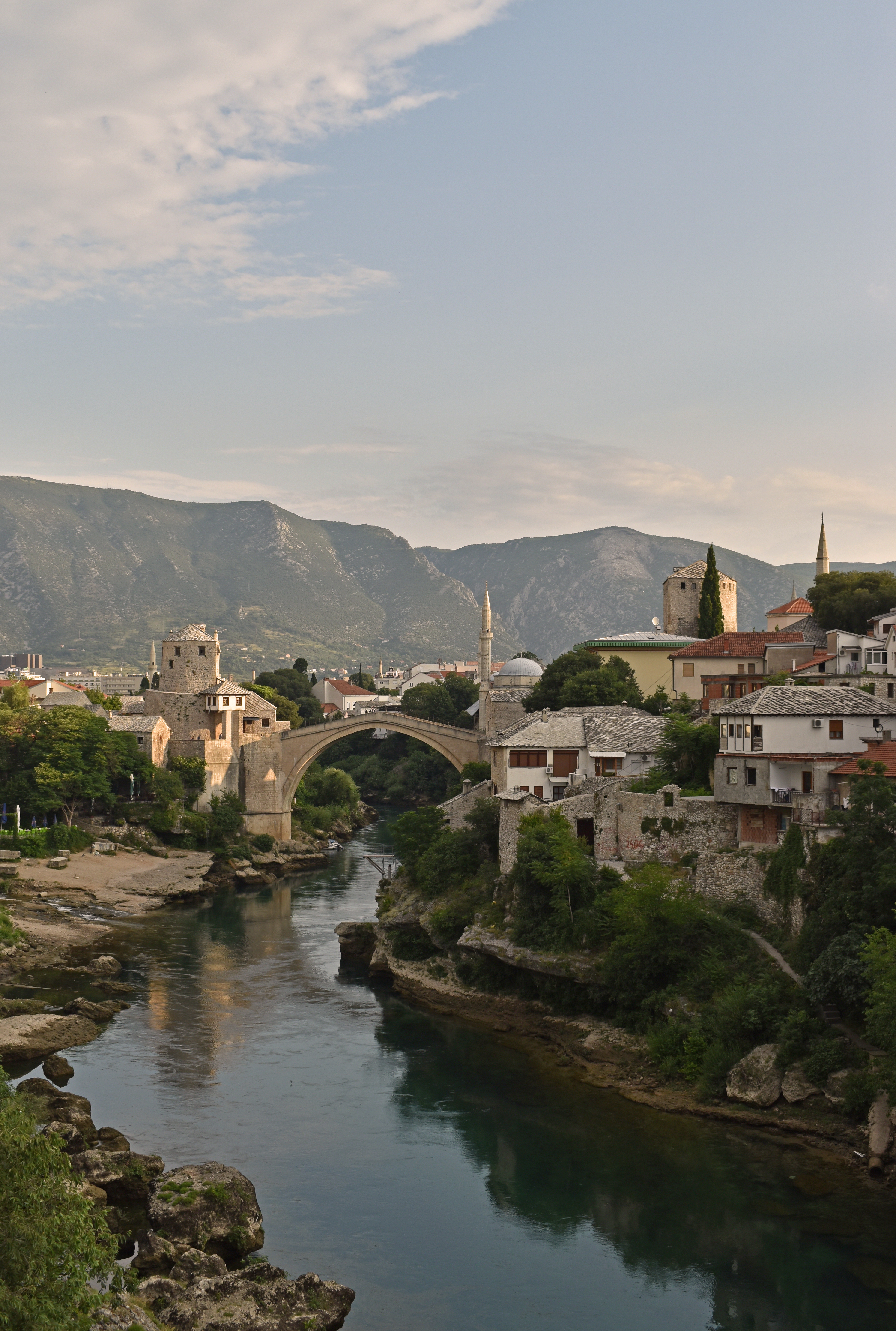 City Buildings Architecture River Mountains