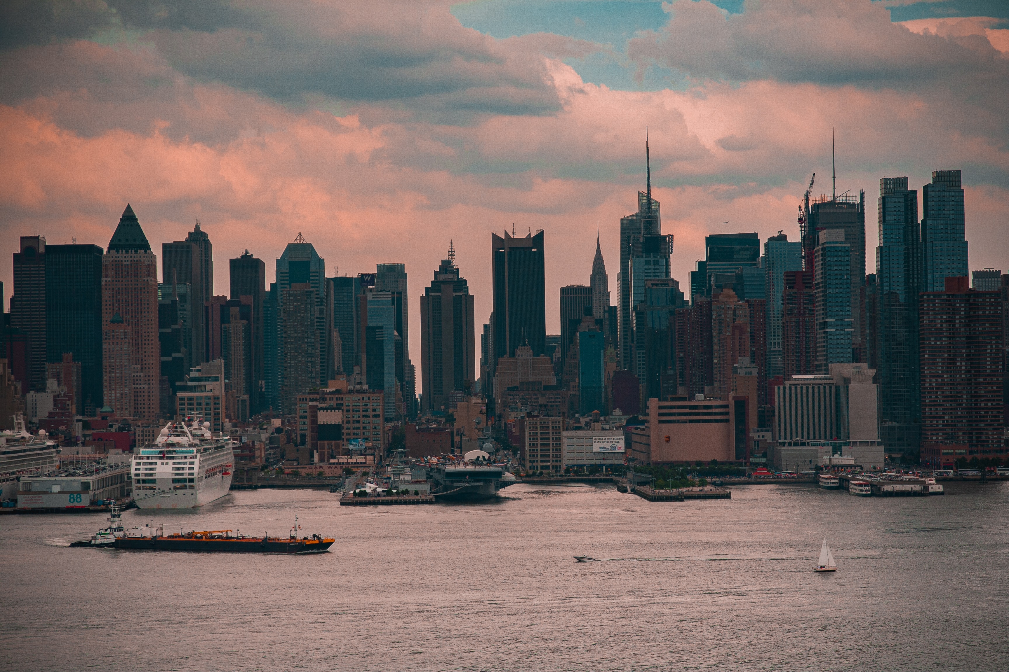 City Buildings Architecture Water Pier Twilight