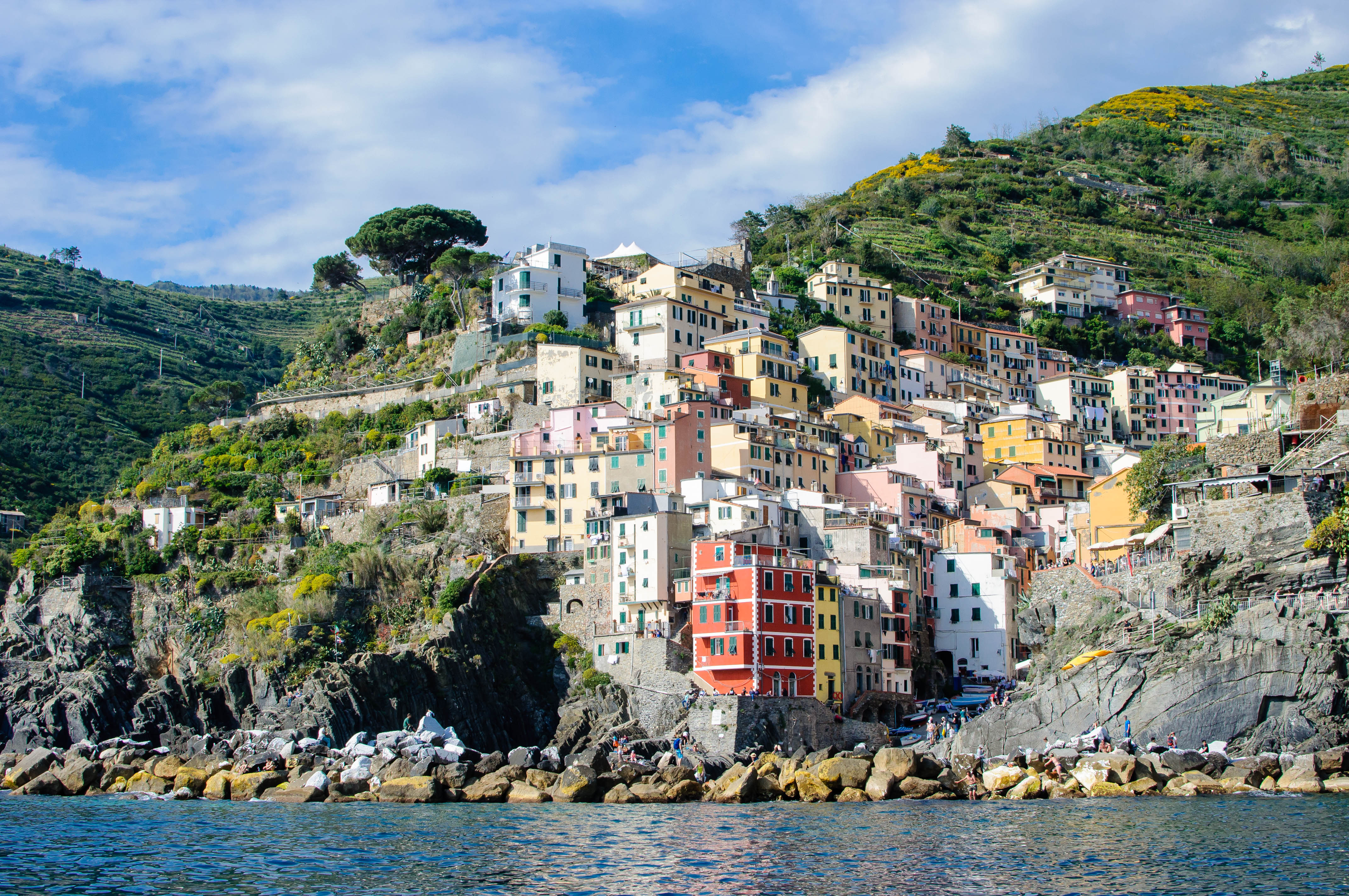 City Buildings Cliff Rock Sea