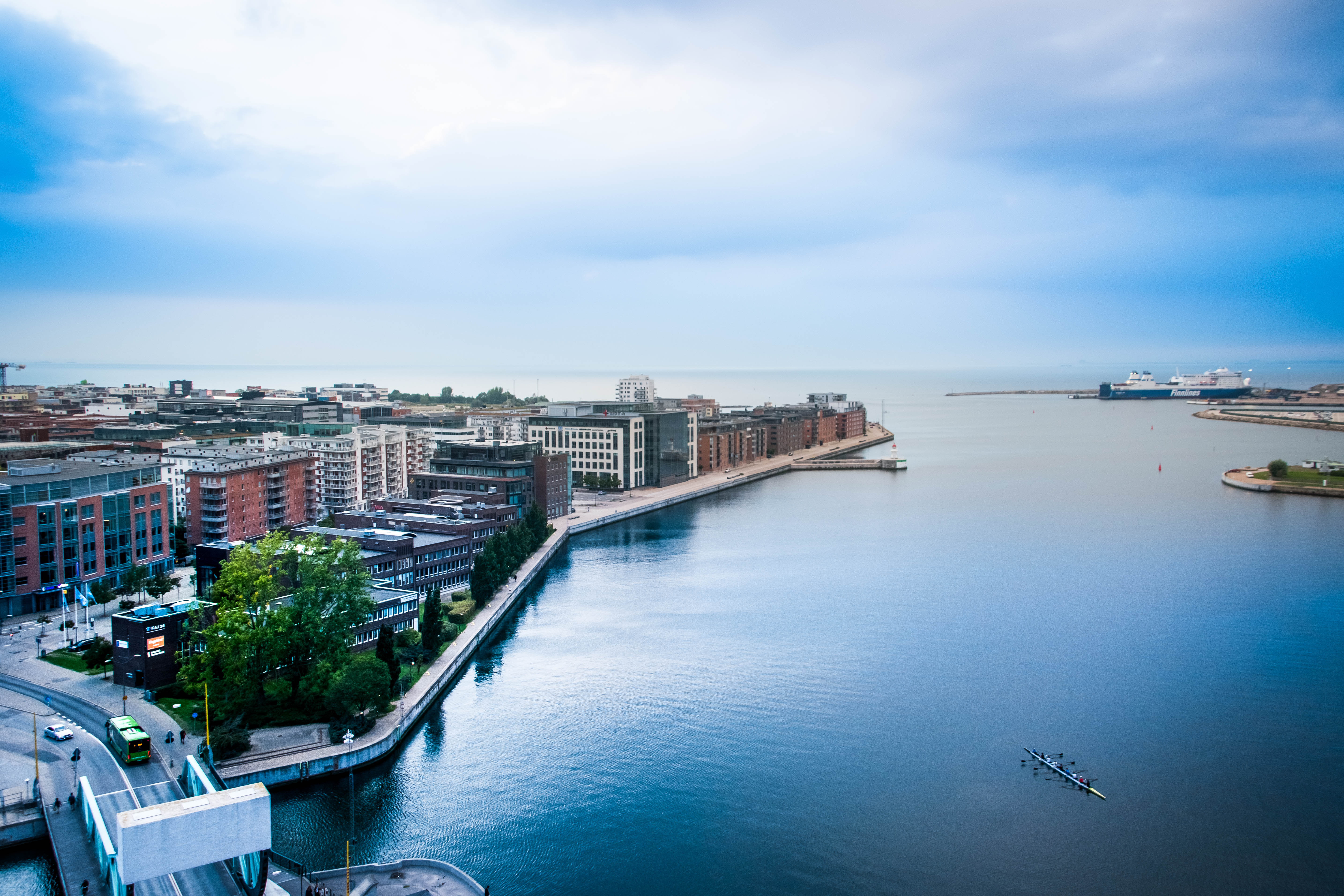 City Buildings Pier Water Aerial-view