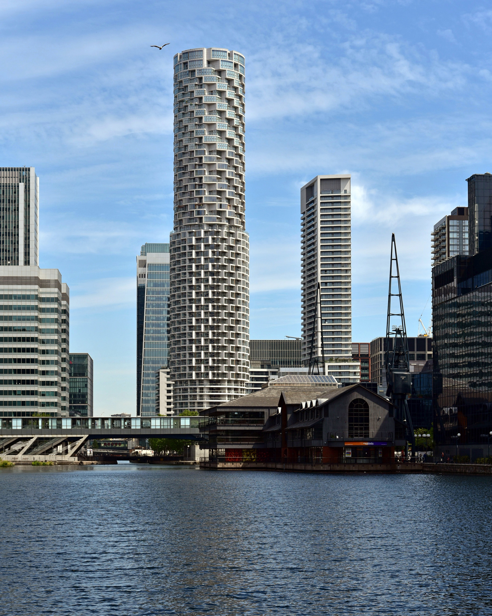 City Buildings Skyscrapers River Water