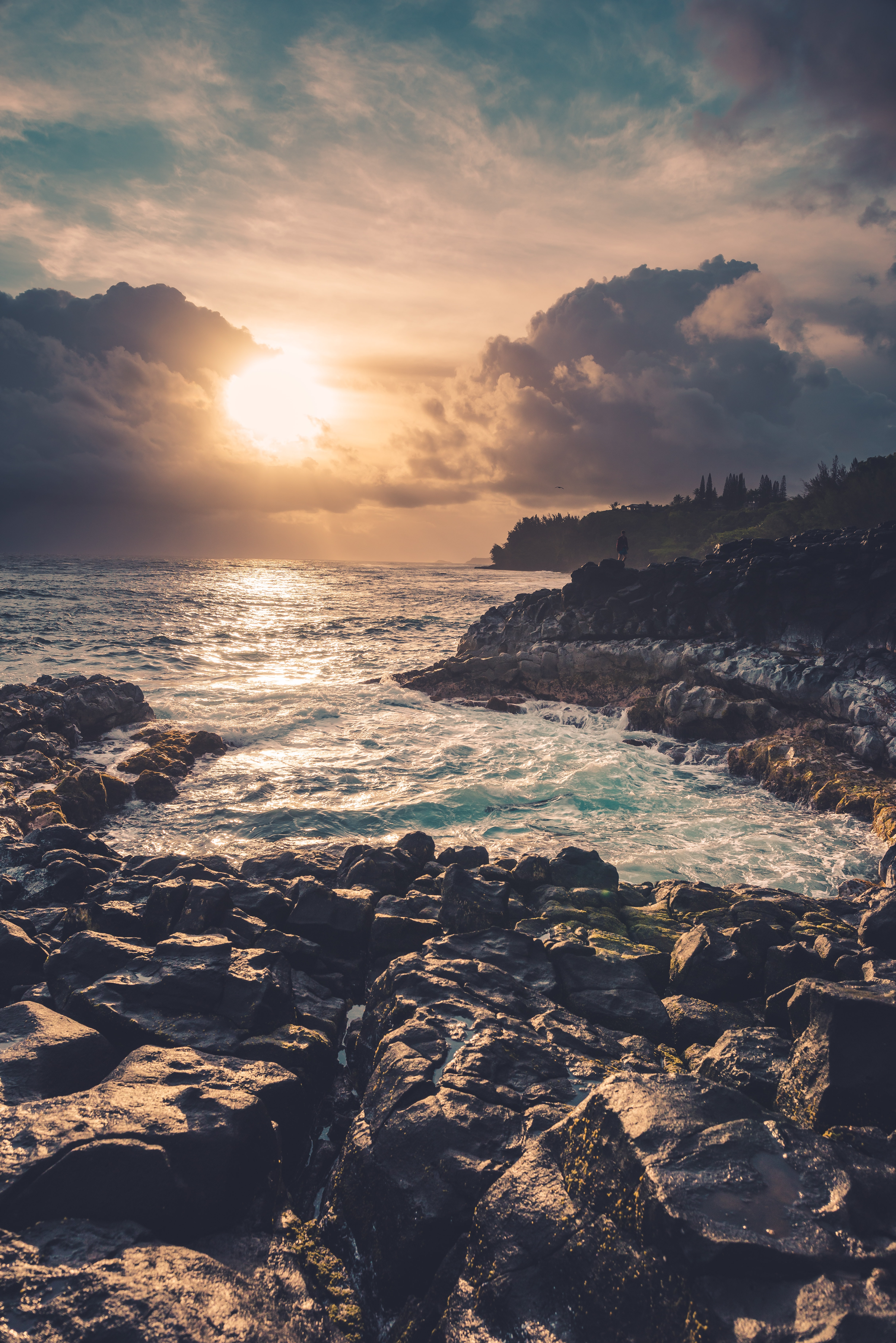 Coast Rocks Sea Sun Sunset