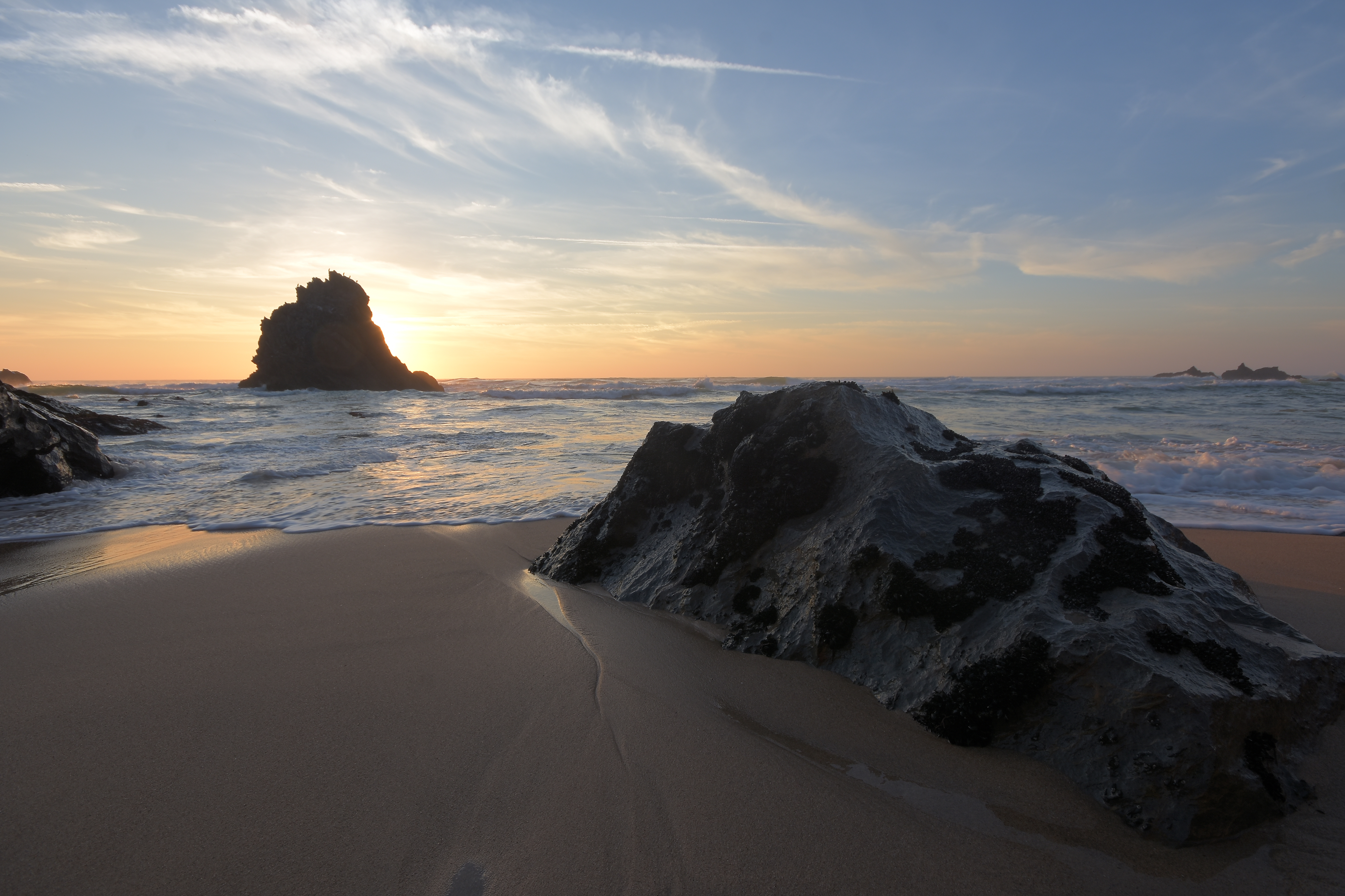 Coast Rocks Sea Water Sunset