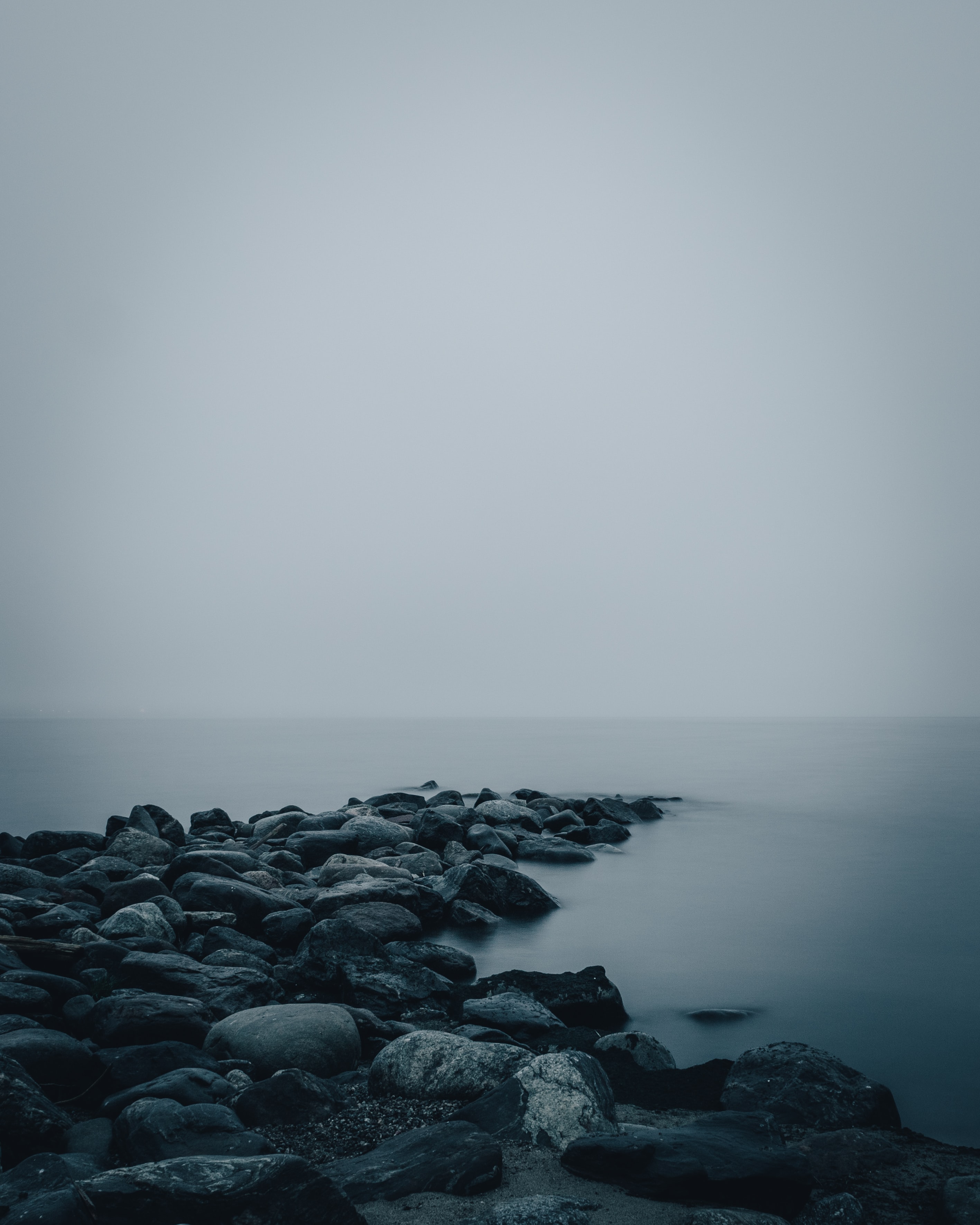 Coast Stones Fog Water Sea