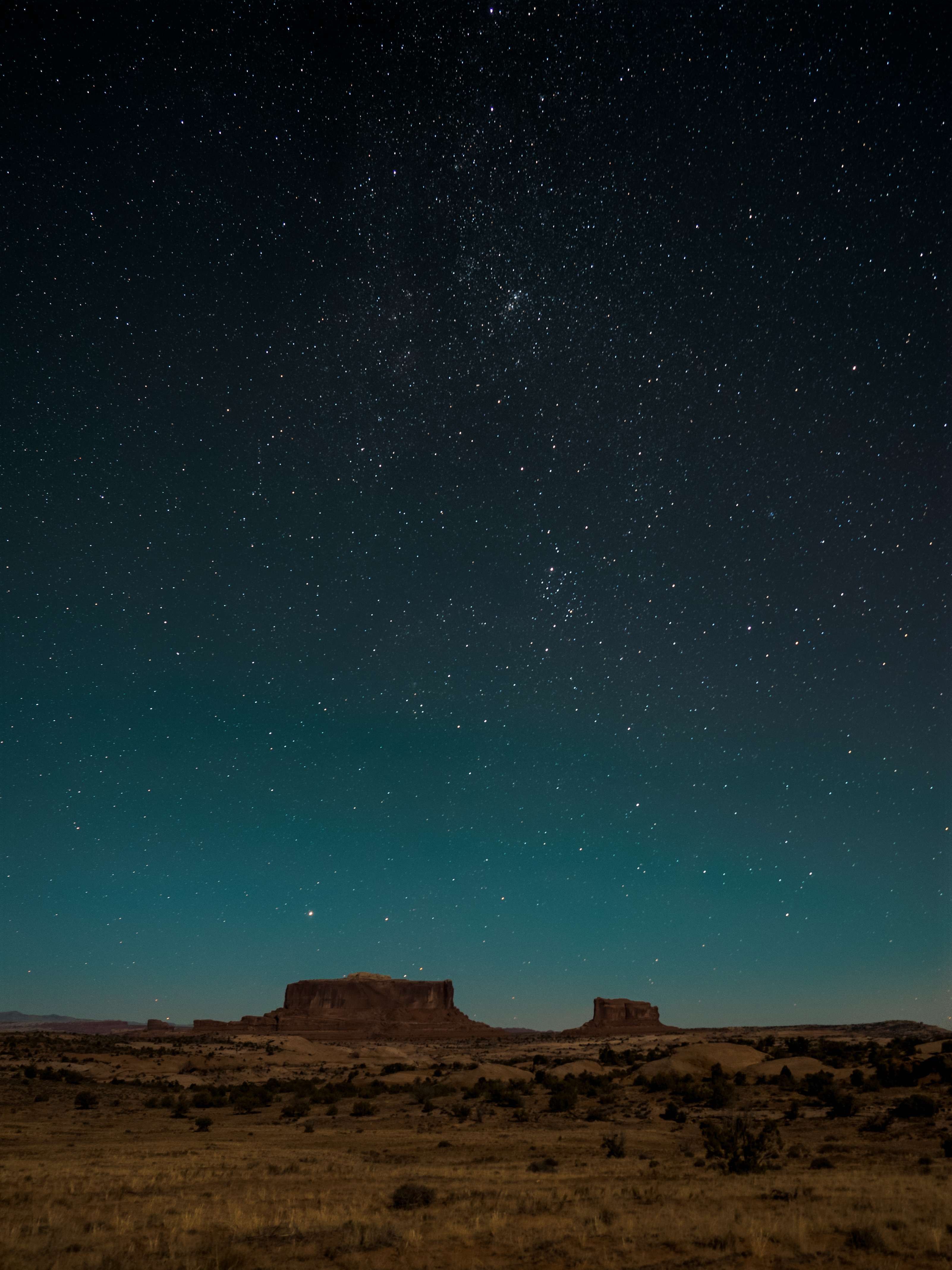 Desert Rocks Stars Sky Night Dark