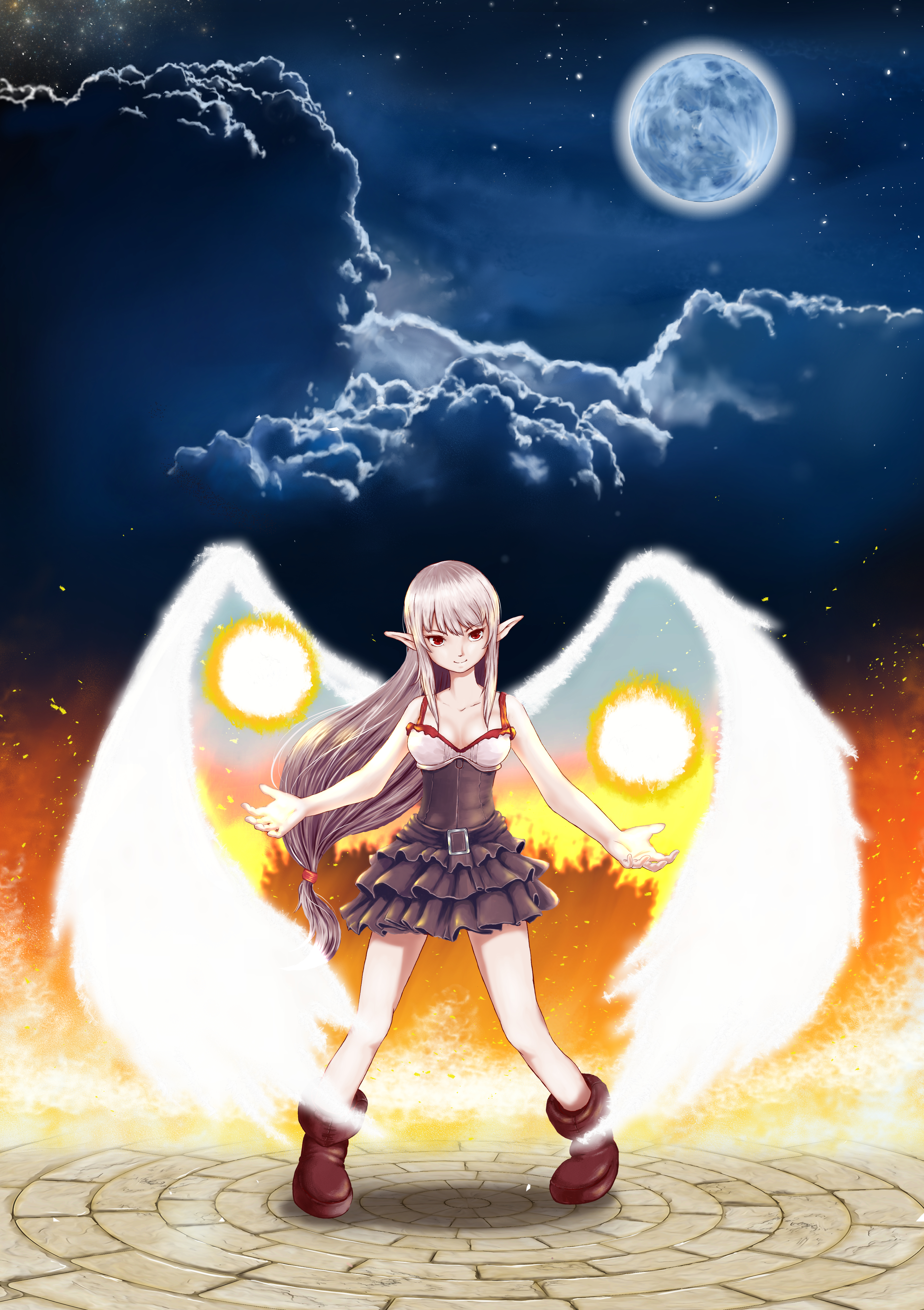 Elf Angel Wings Anime Art