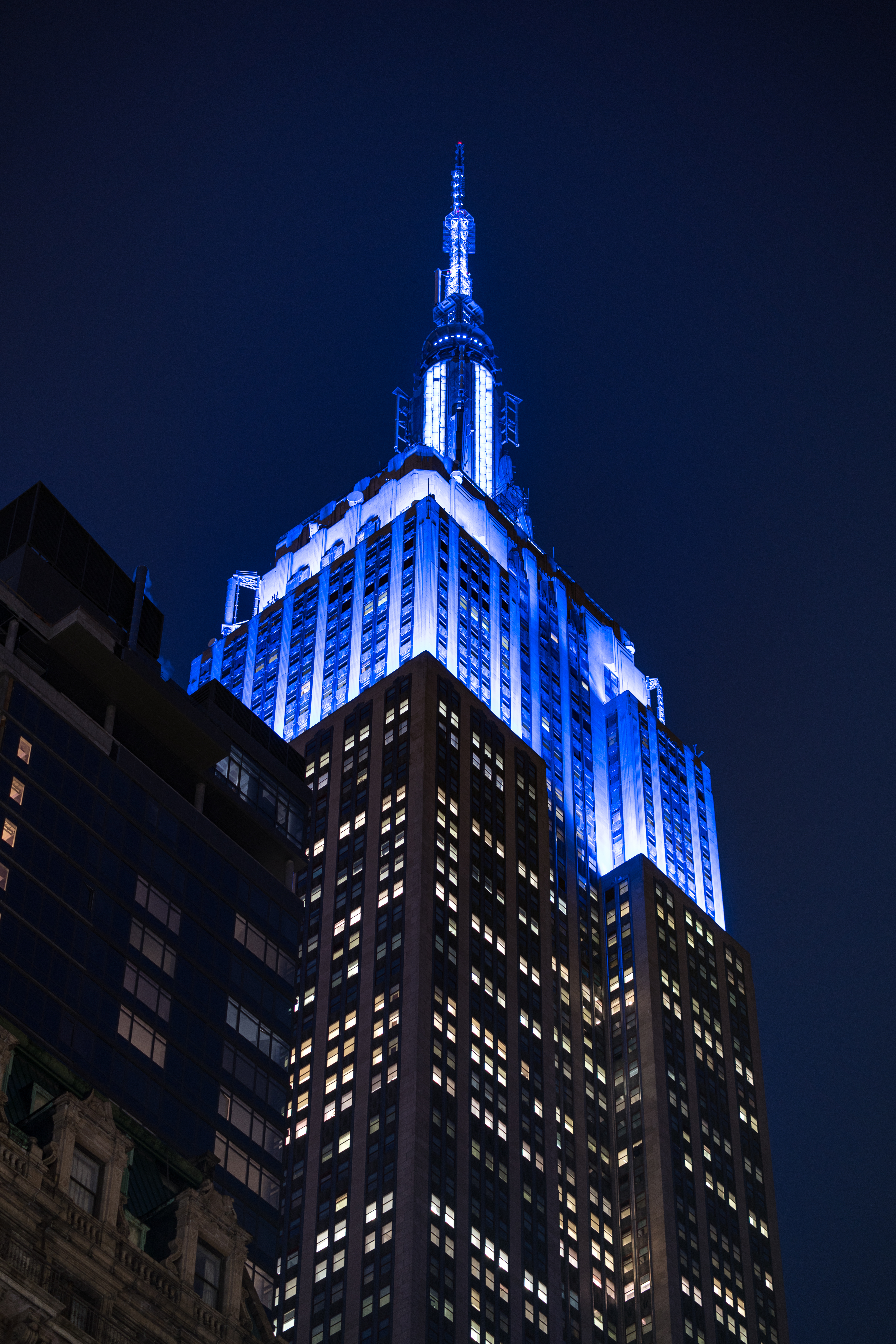 Empire-state-building Building Architecture Backlighting Night Dark New-york