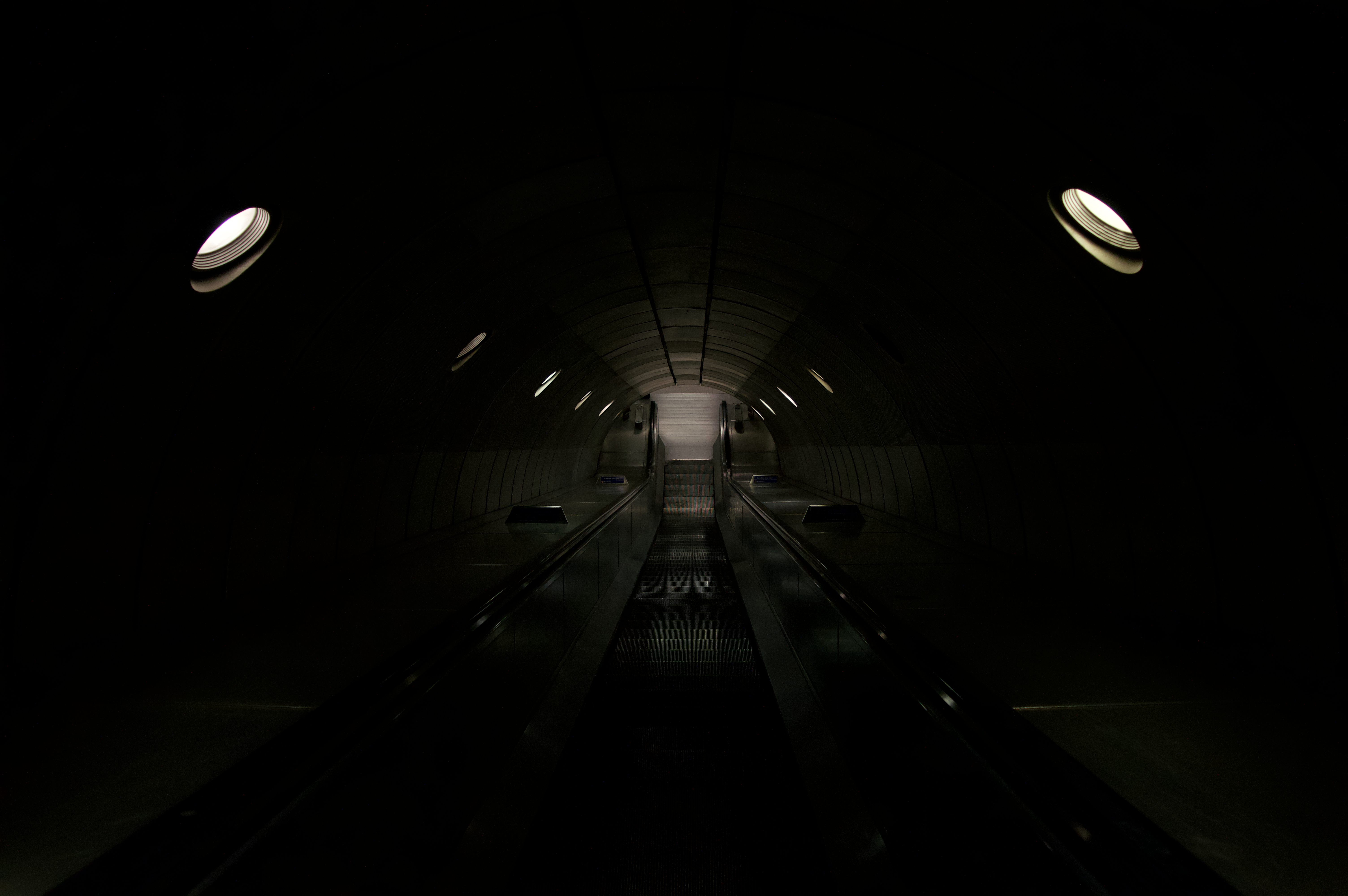 Escalator Descent Tunnel Dark