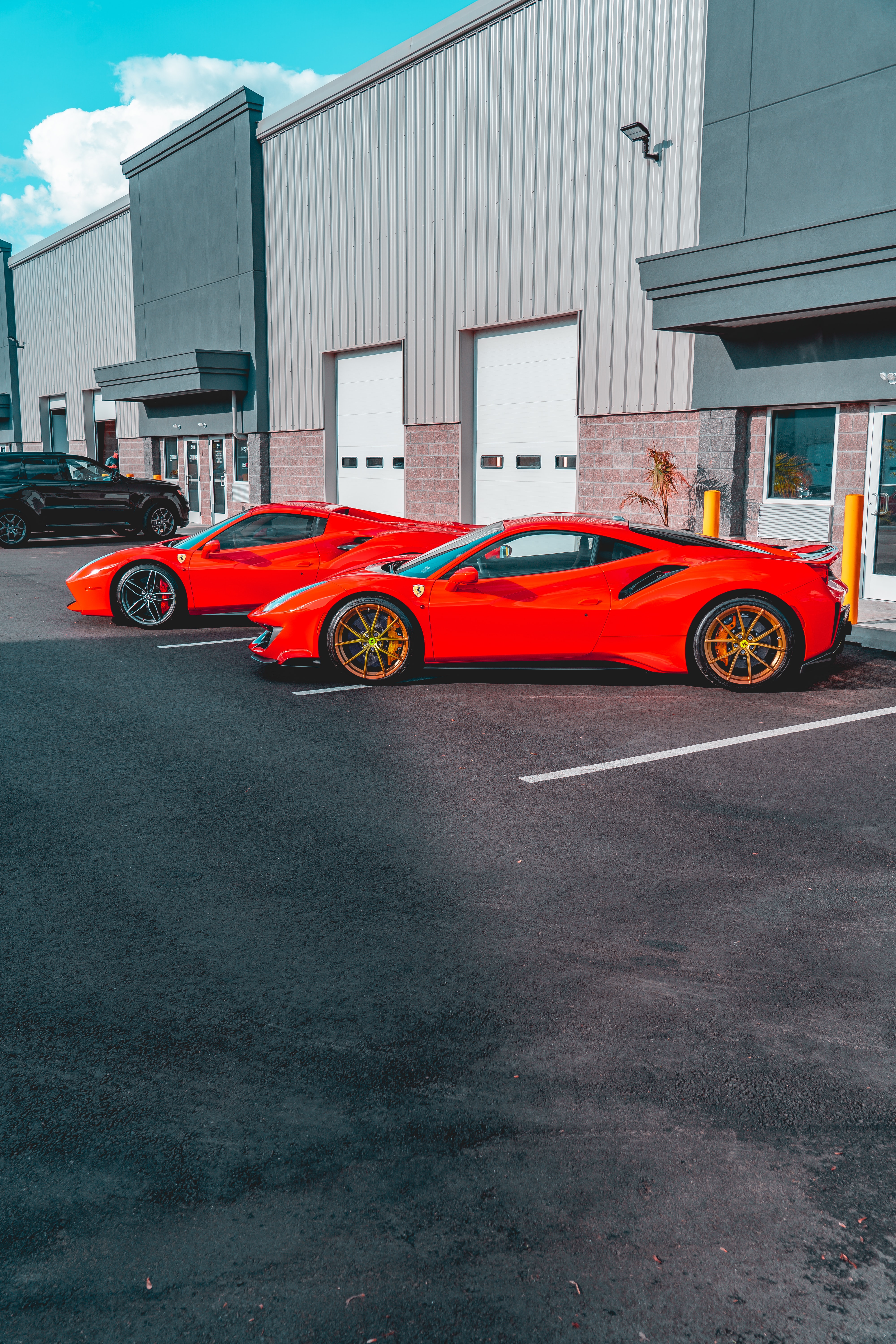 Ferrari Cars Sports-cars Red Parking Building