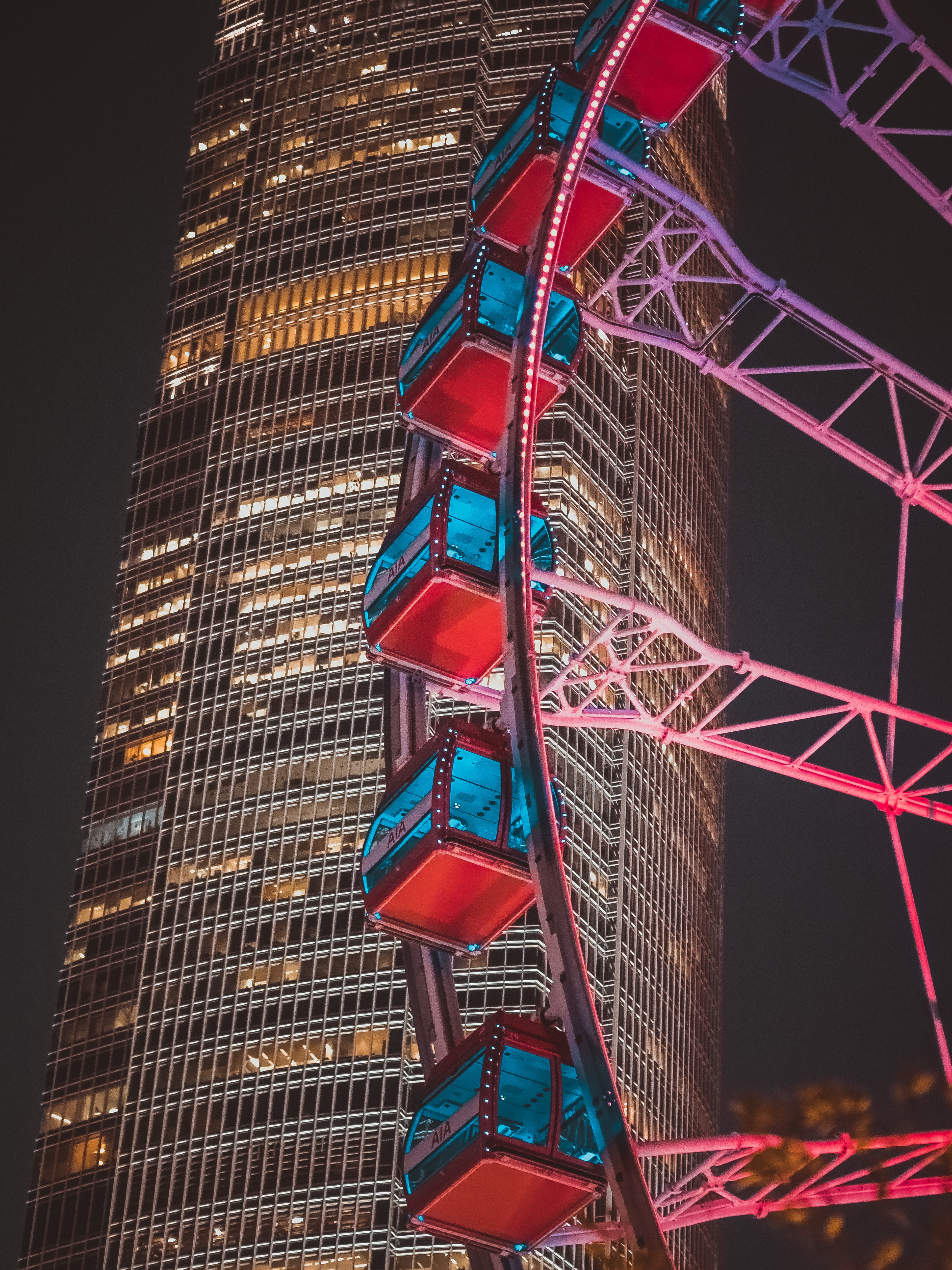 Ferris-wheel Building Skyscraper Backlight Night