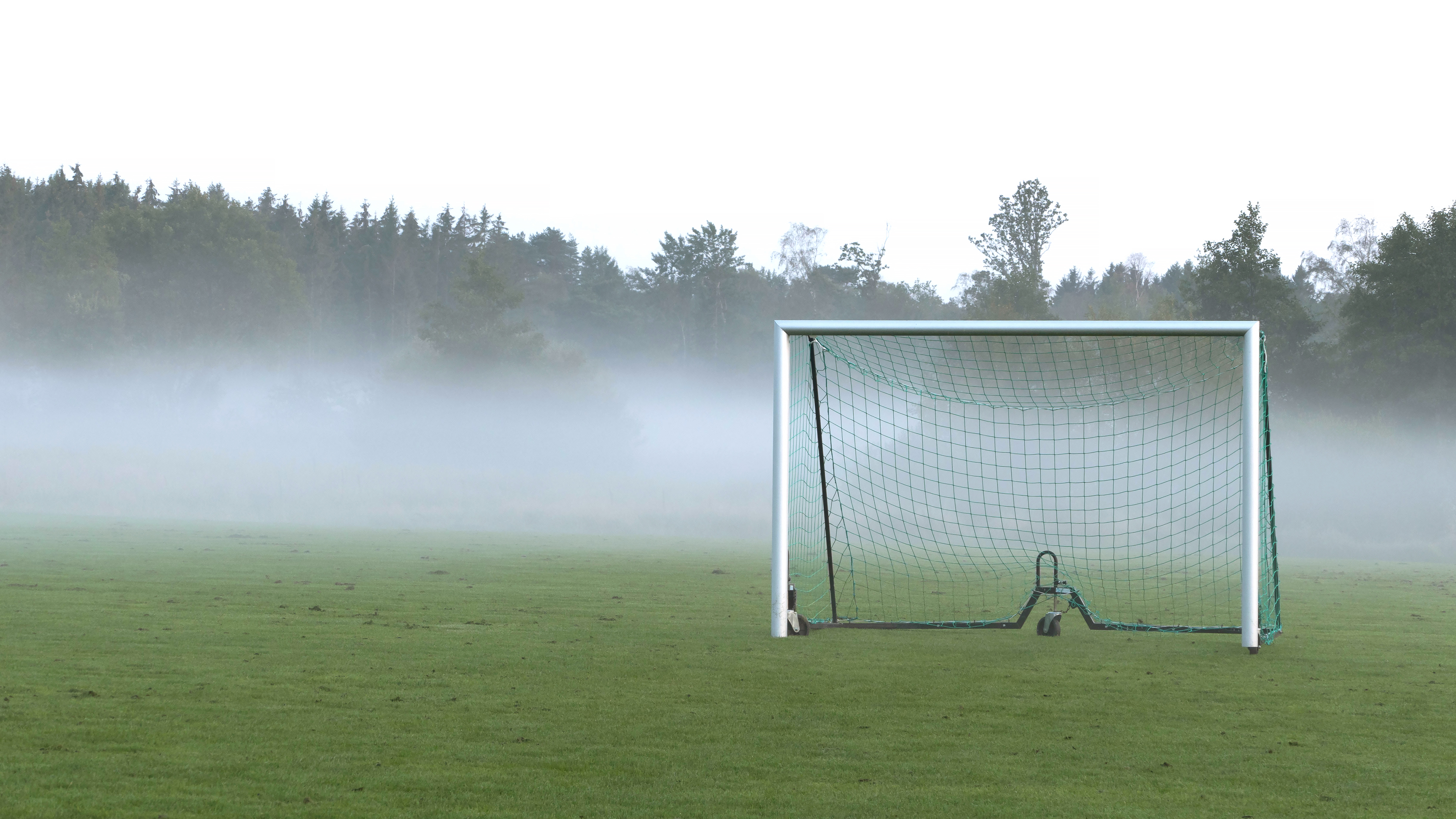 Football-goal Field Football Fog Trees Haze