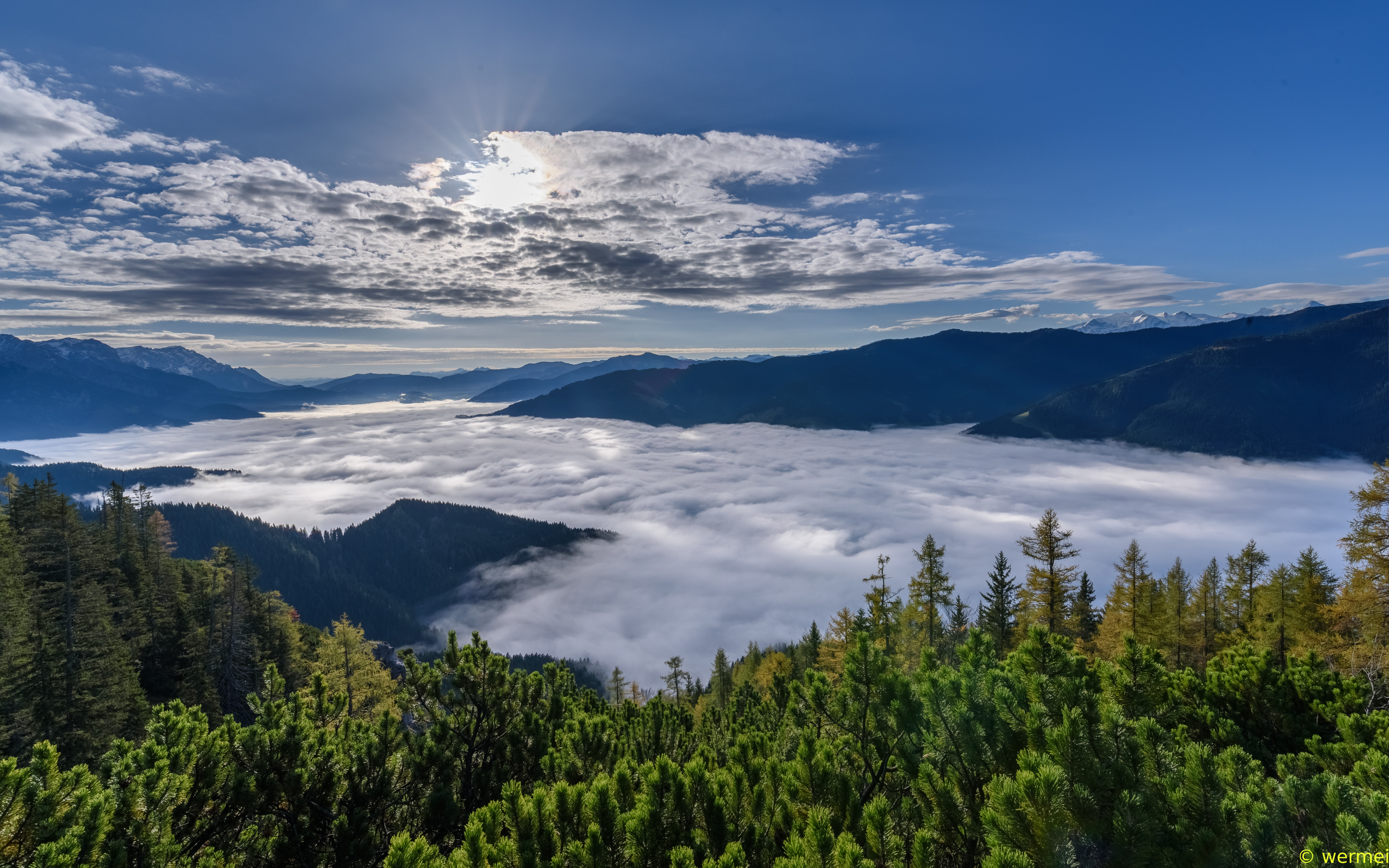 Forest Mountains Clouds Landscape Aerial-view