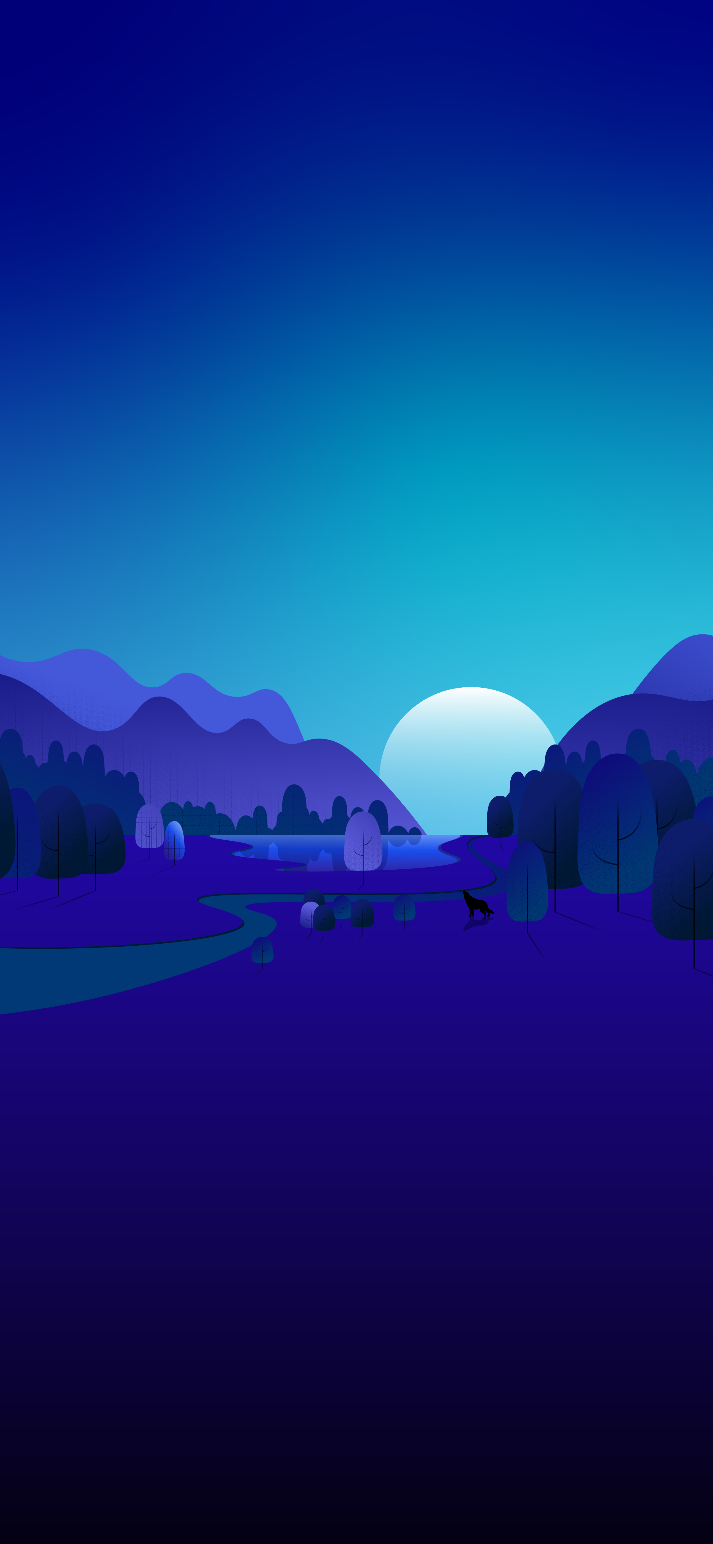 Forest Trees Mountains Vector Art Blue