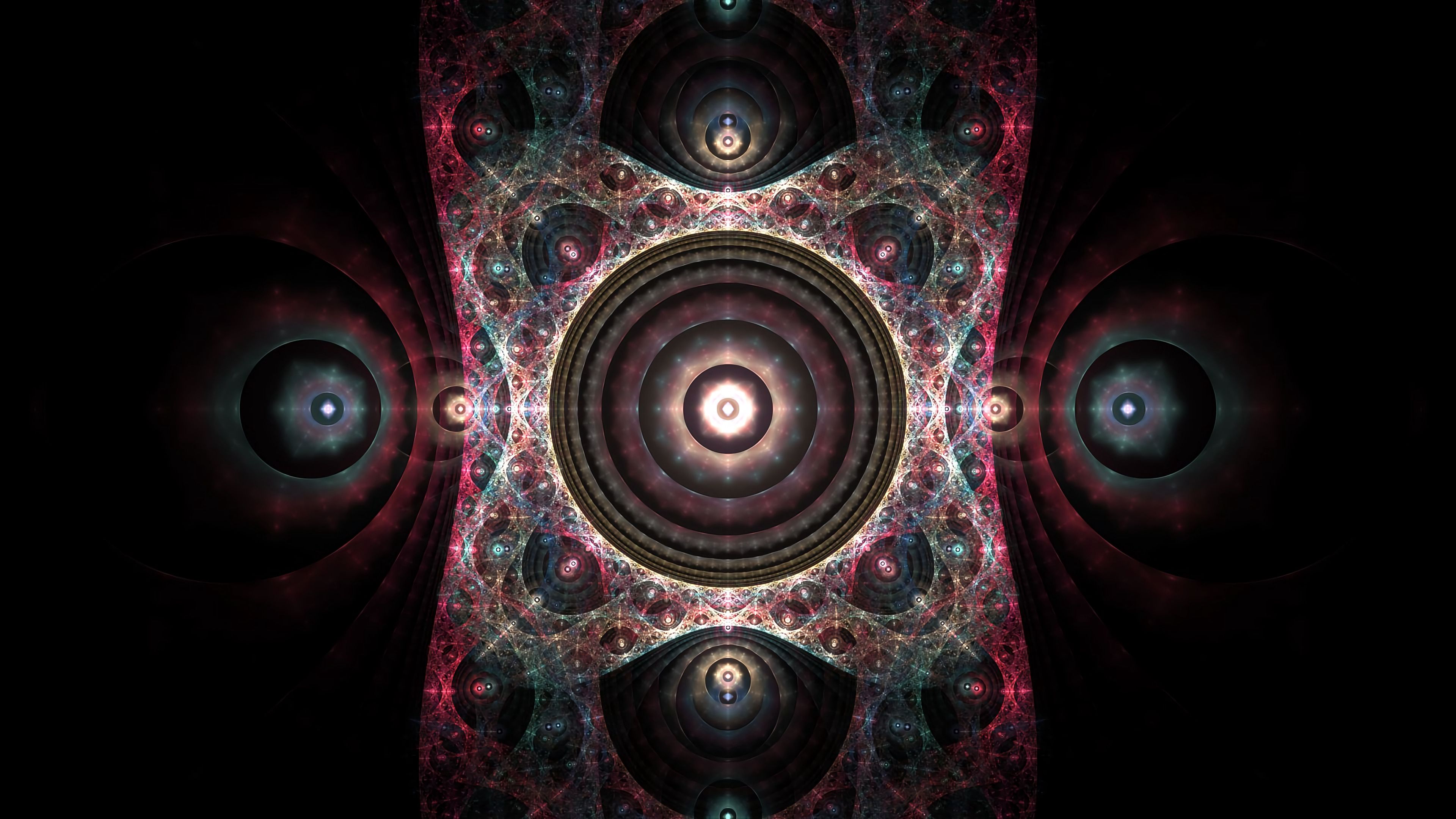 Fractal Circles Glow Pattern Abstraction