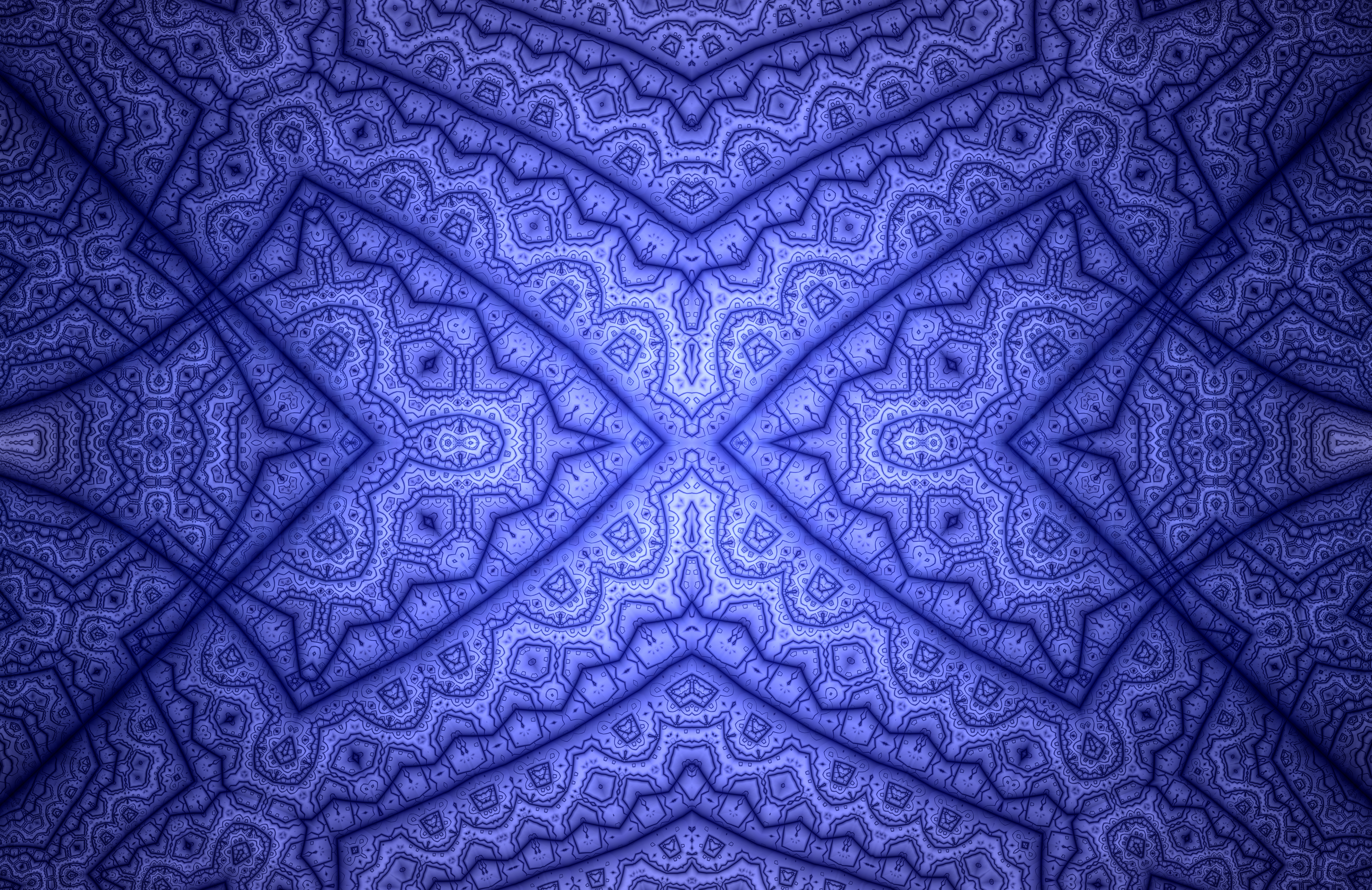 Fractal Lines Pattern Blue Abstraction