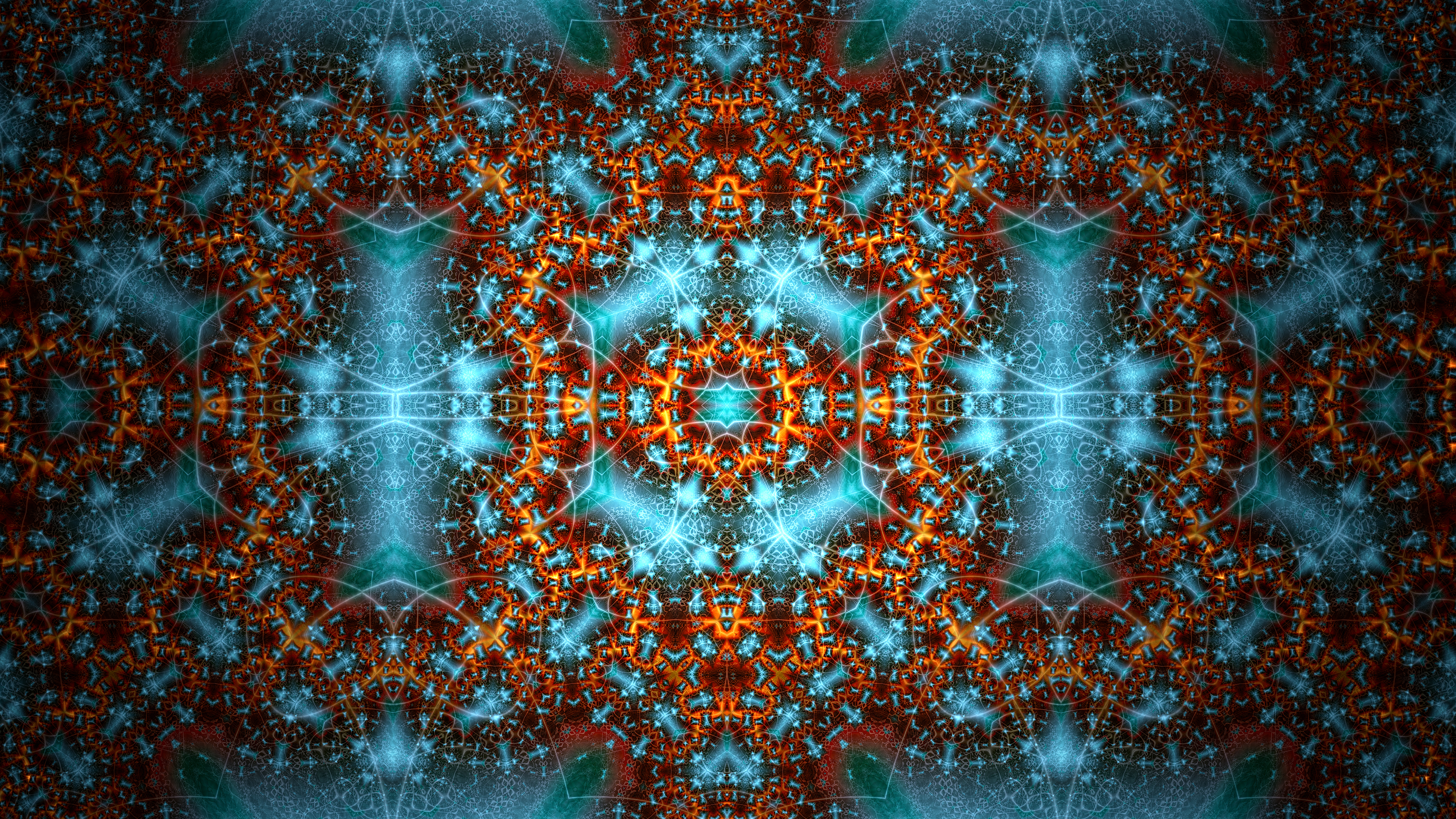 Fractal Pattern Glow Abstraction Blue Brown