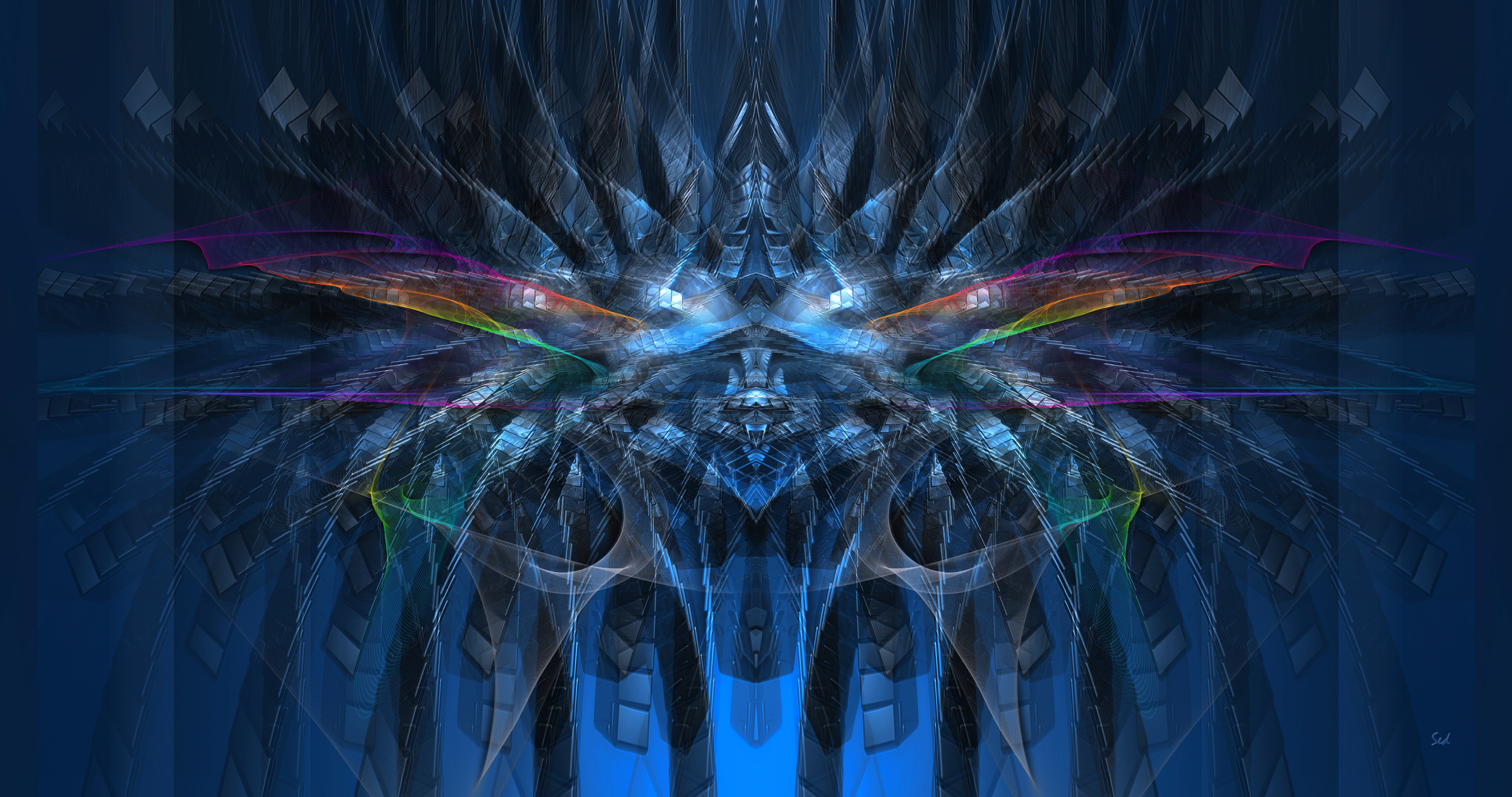 Fractal Pattern Shapes Abstraction Blue