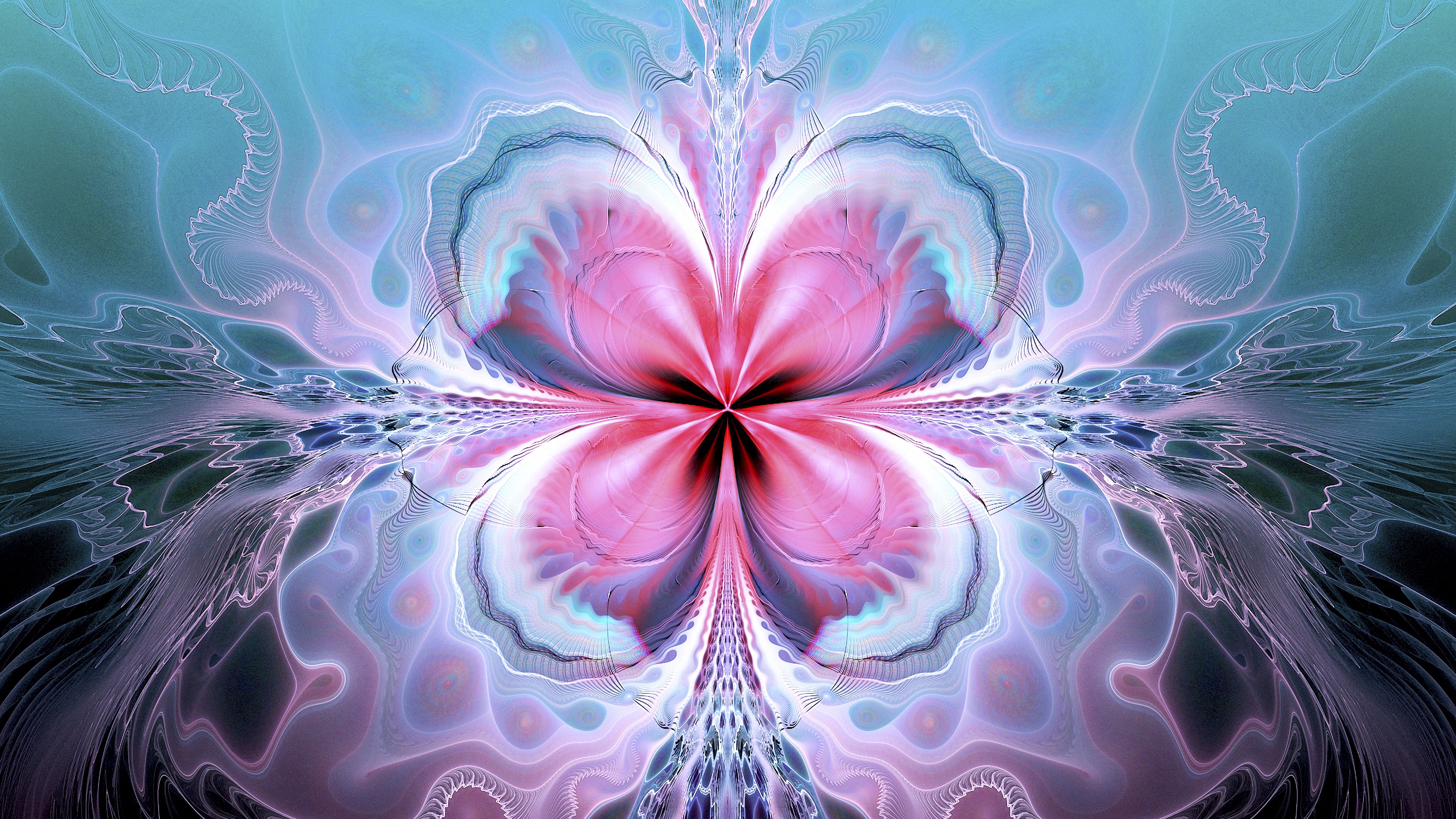 Fractal Pattern Shapes Abstraction Pink Blue