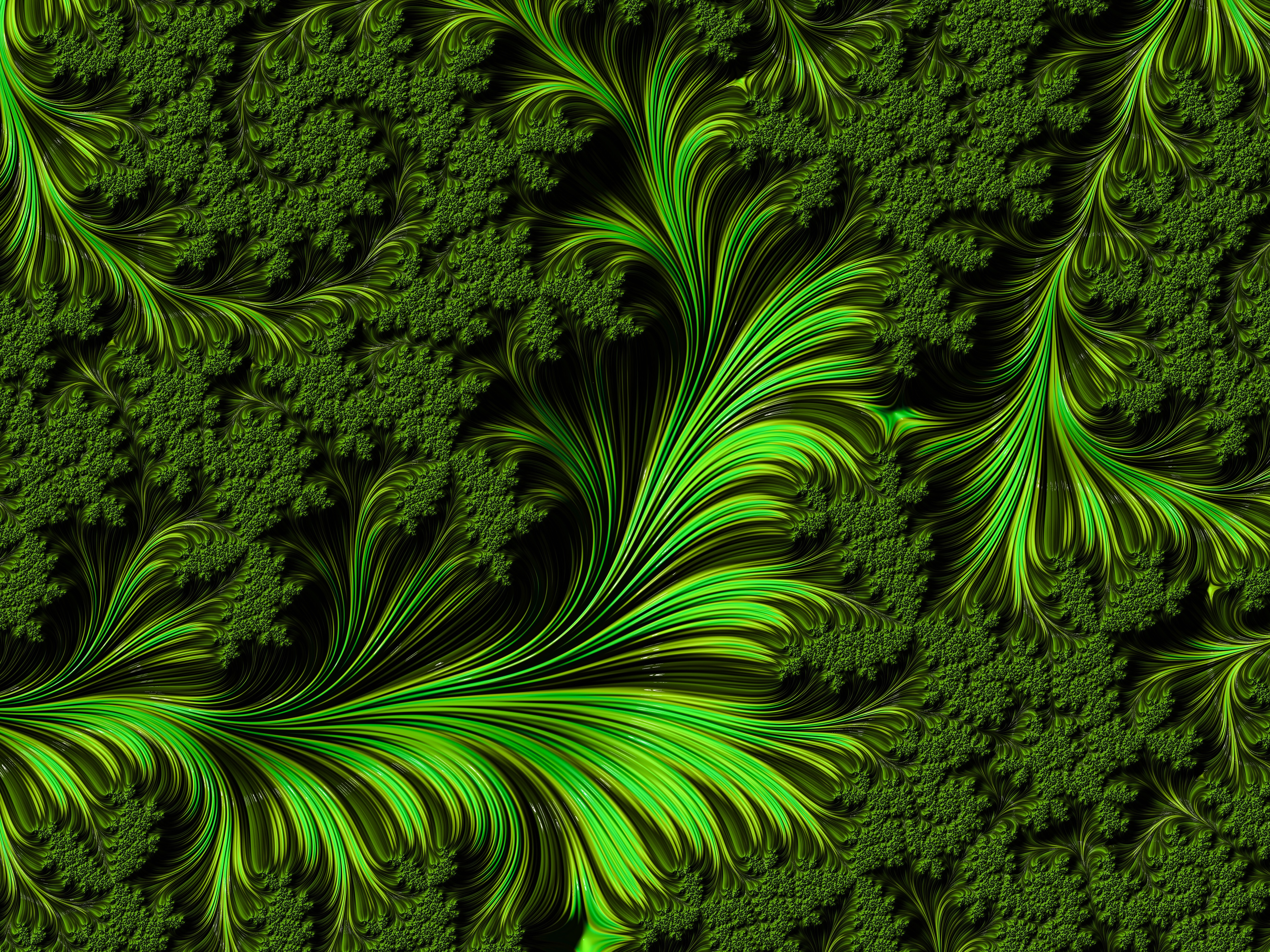 Fractal Pattern Shapes Green Abstraction