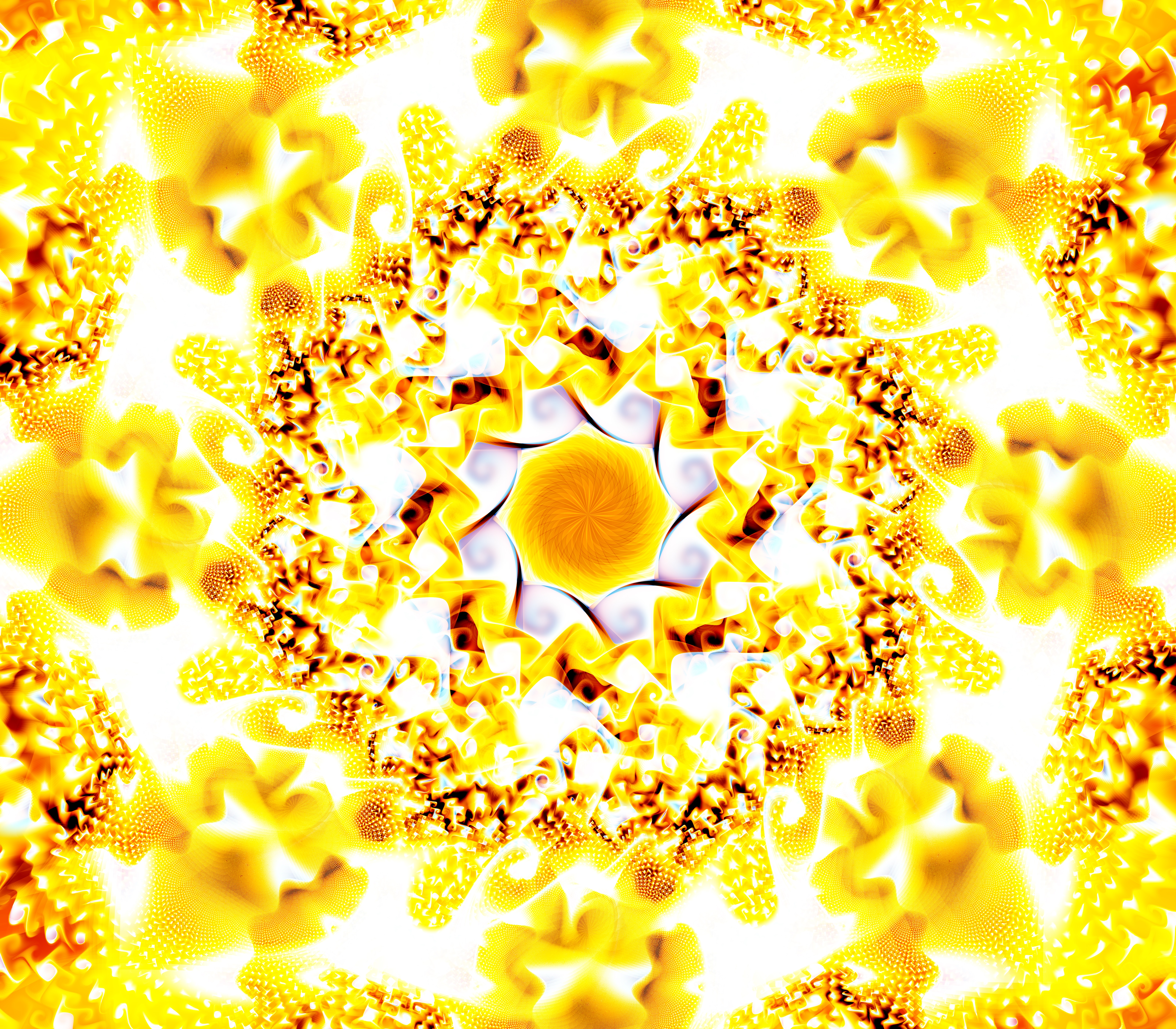 Fractal Pattern Yellow Abstraction