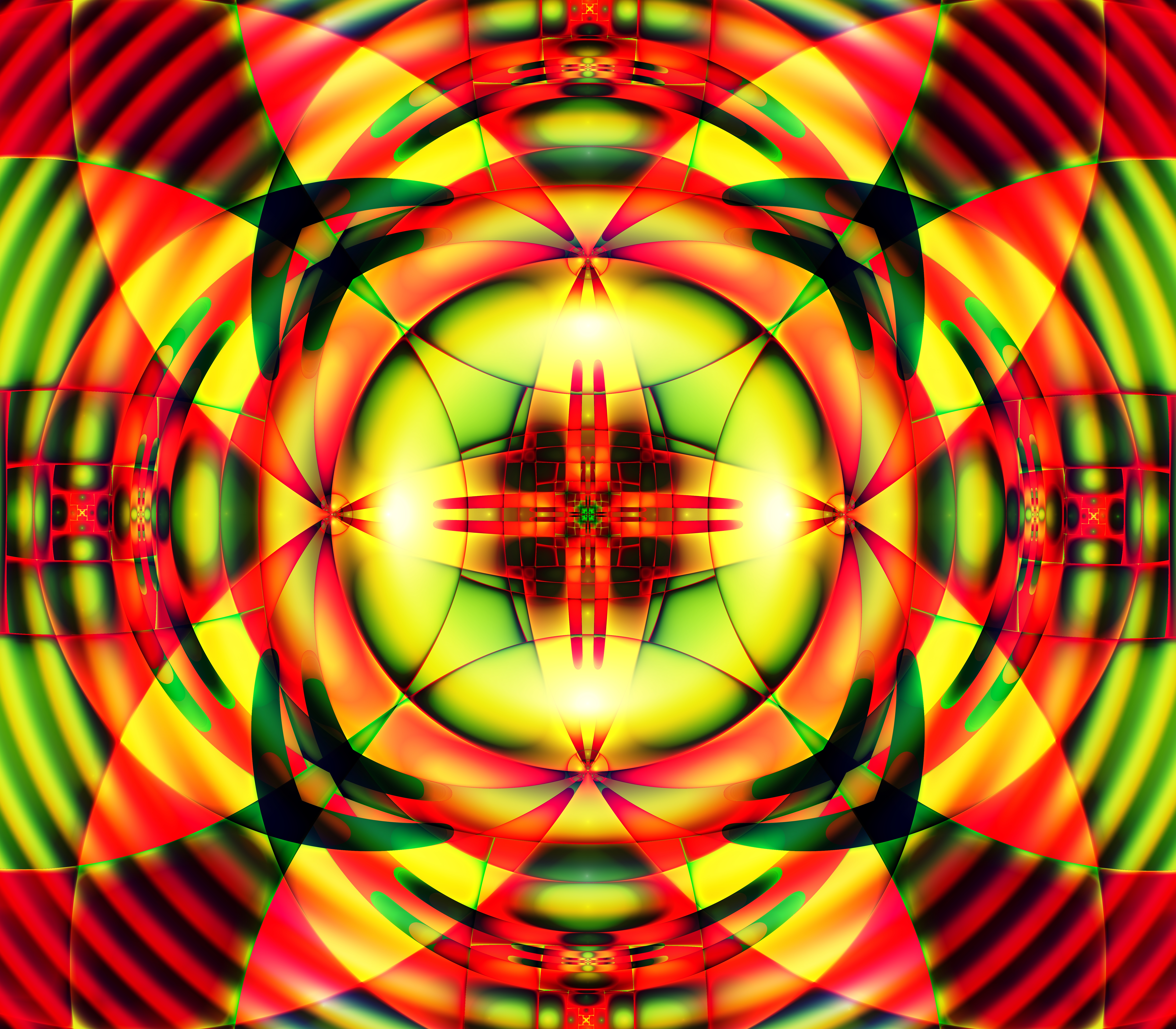 Fractal Shapes Abstraction Green Red