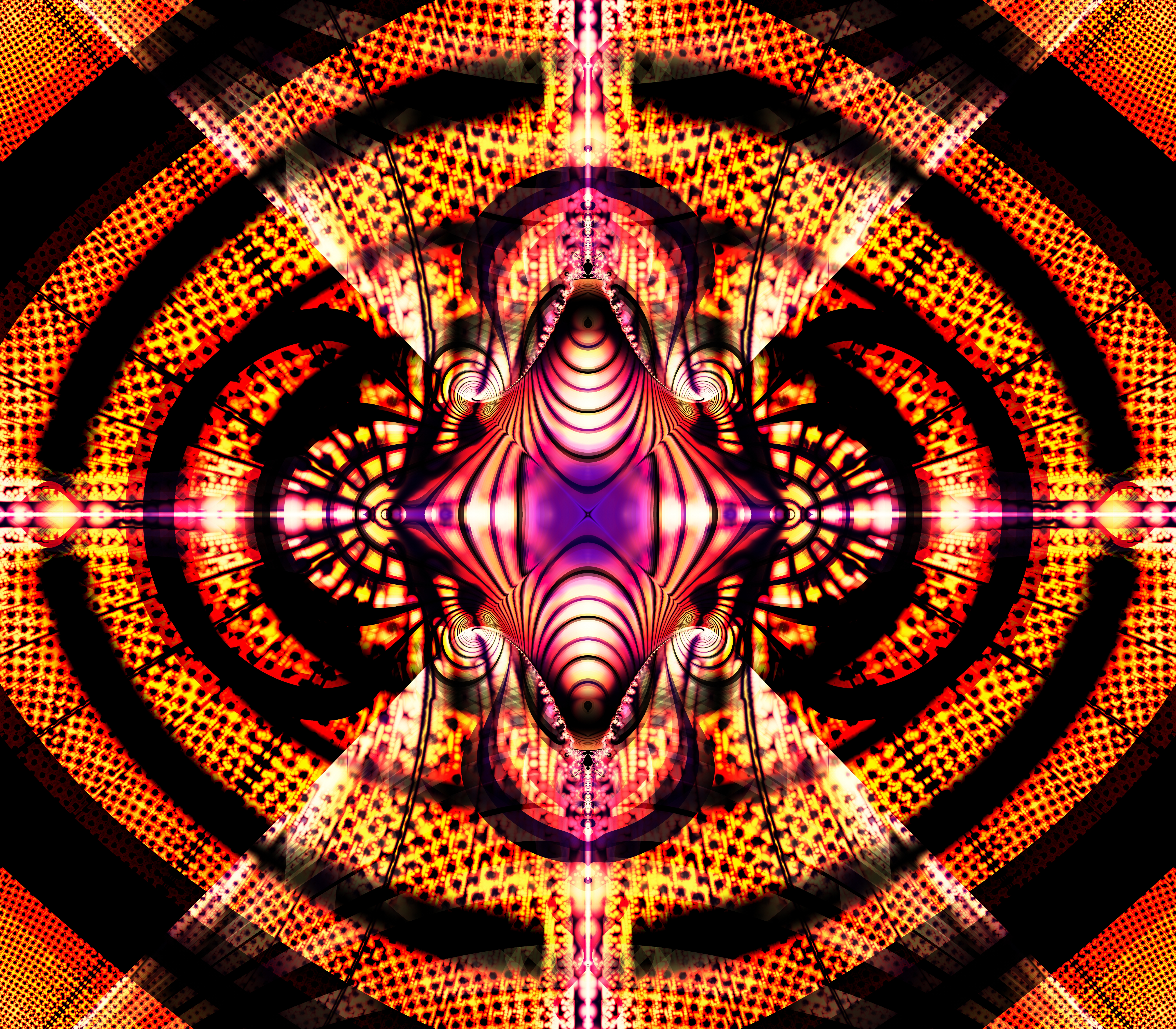 Fractal Shapes Glow Abstraction Orange