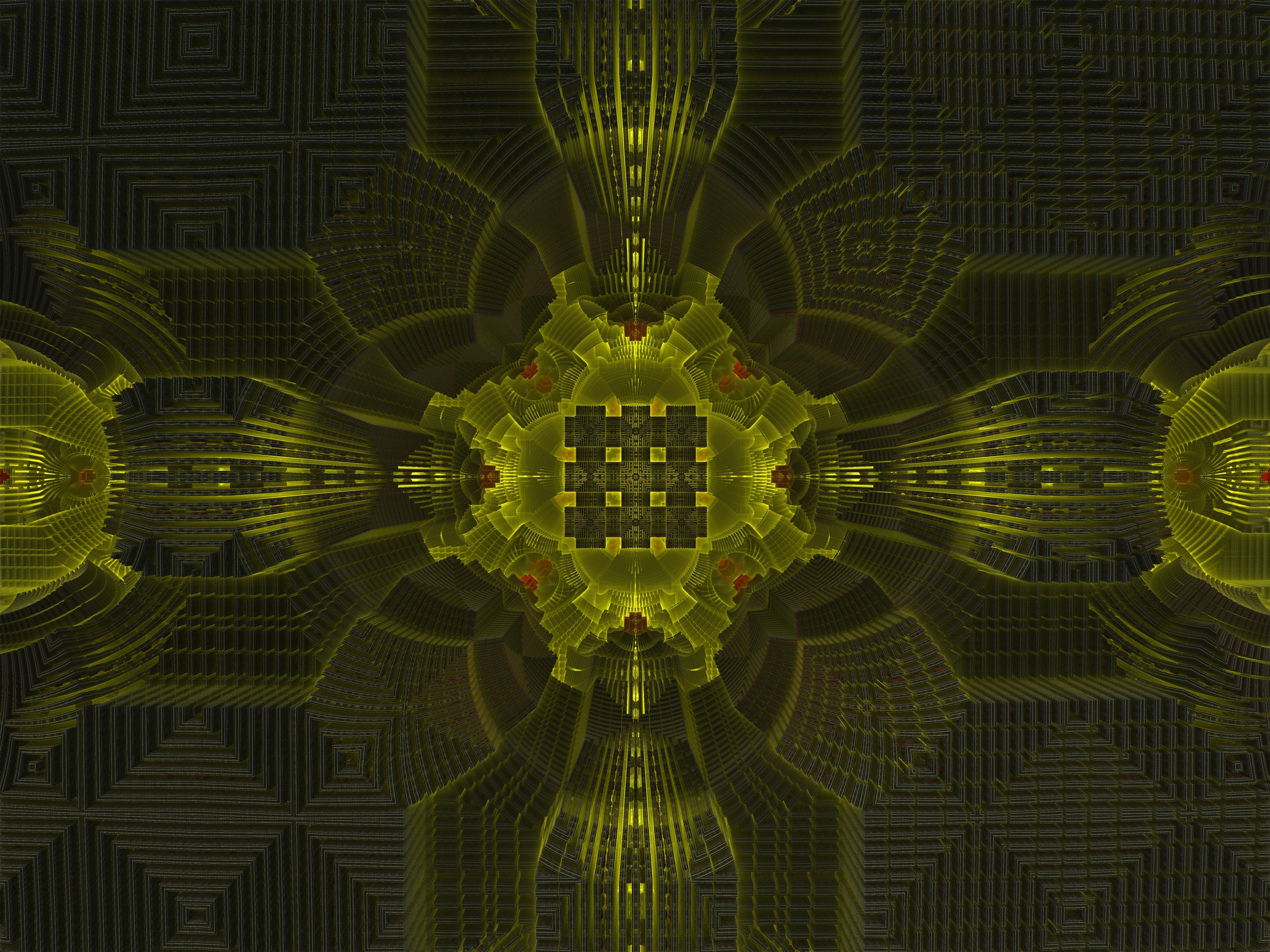 Fractal Shapes Green Abstraction