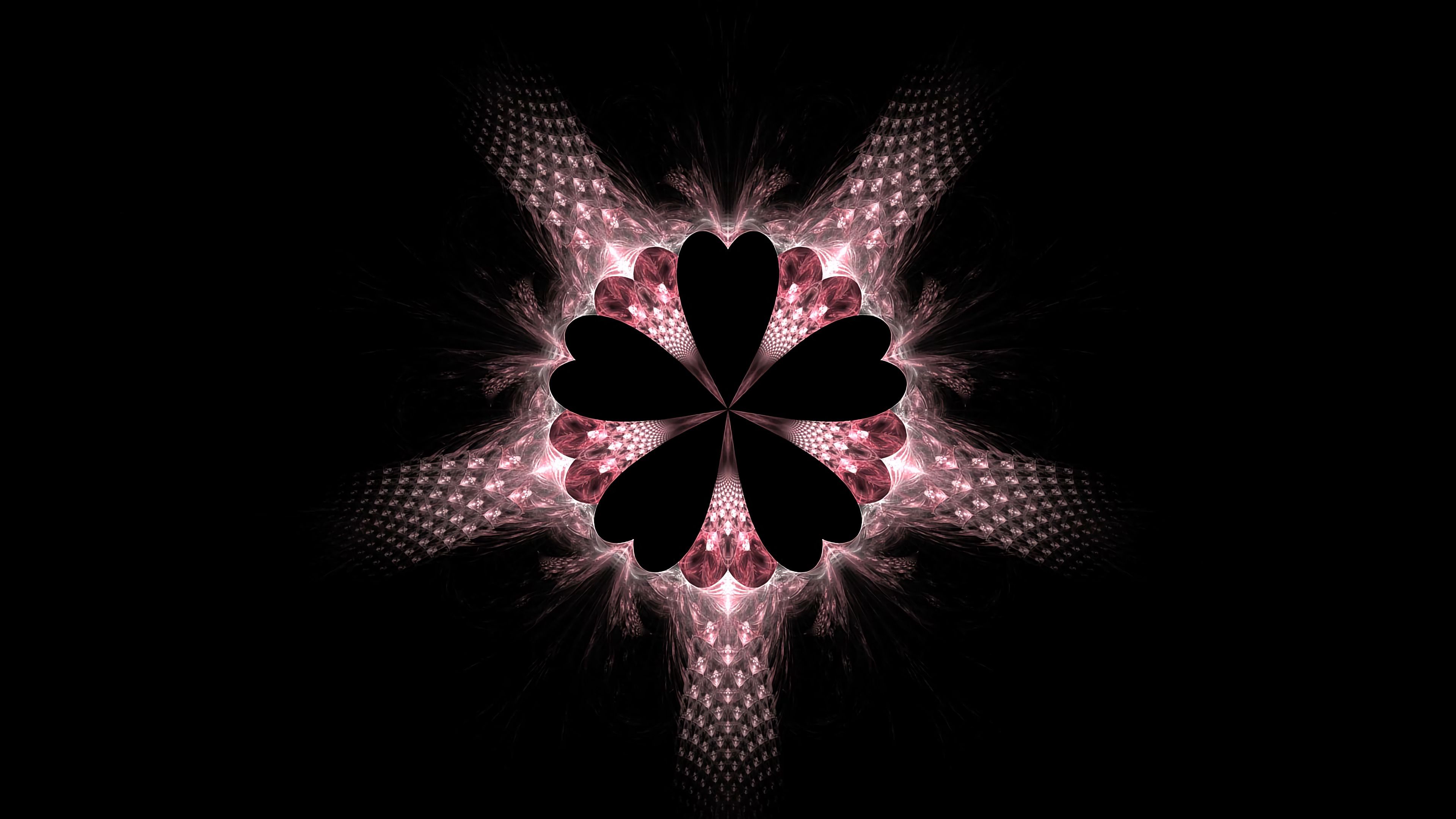 Fractal Shapes Hearts Abstraction Red