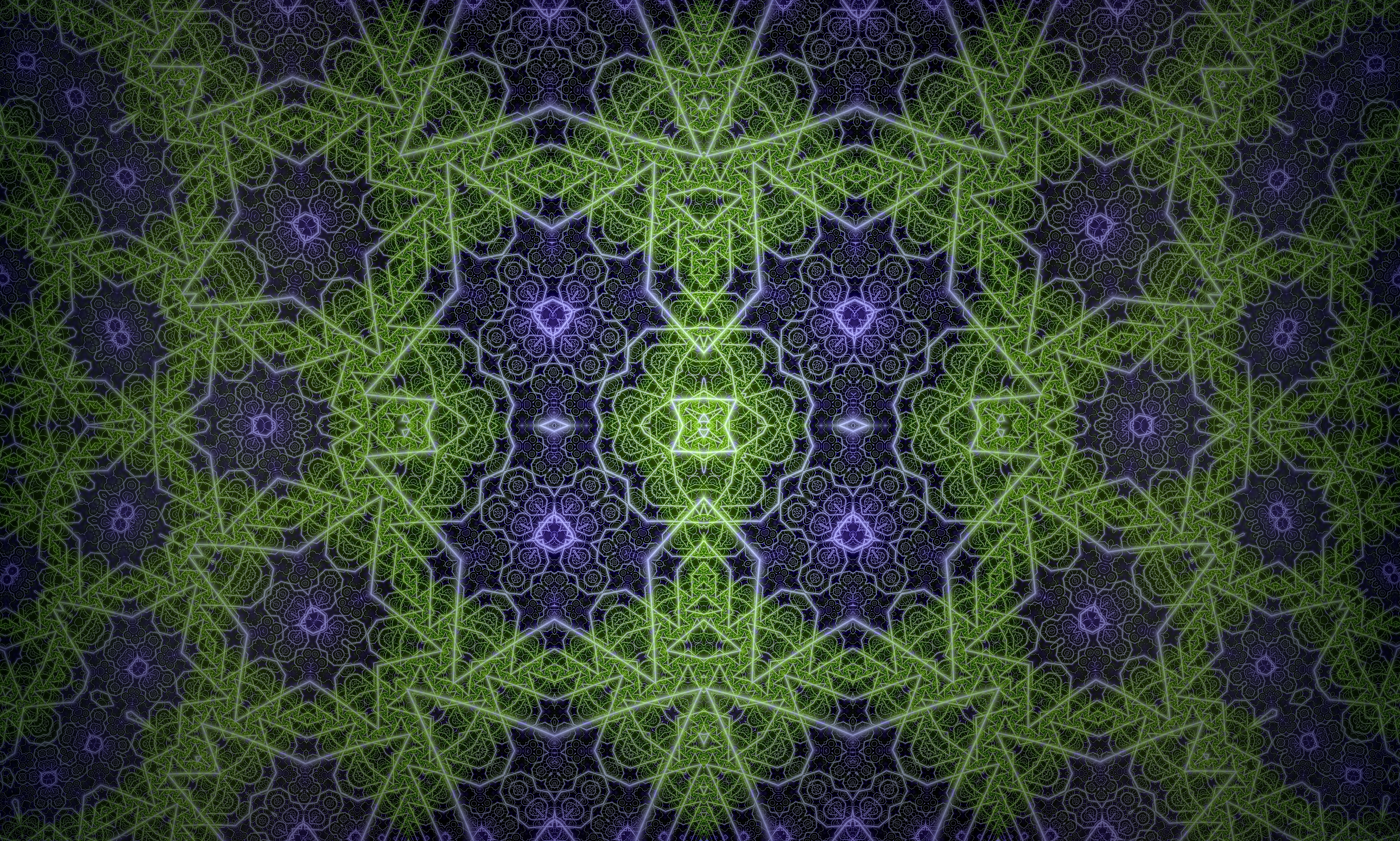 Fractal Shapes Lines Abstraction Green Purple